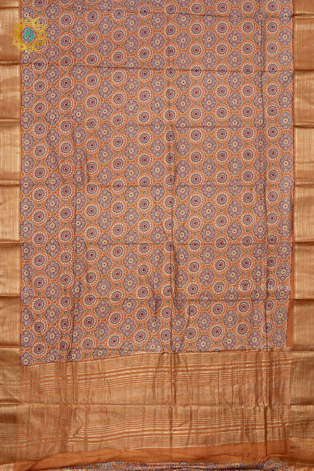 Yellow Viscose Cotton Saree With Printed Body And Contrast Zari Border
