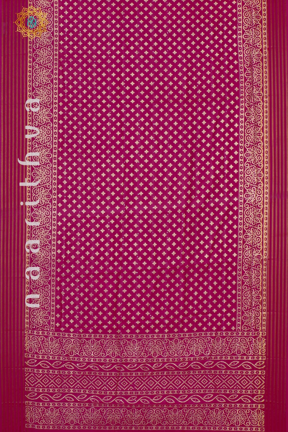 Pink Dola Silk Saree With Printed Body And Tissue Border