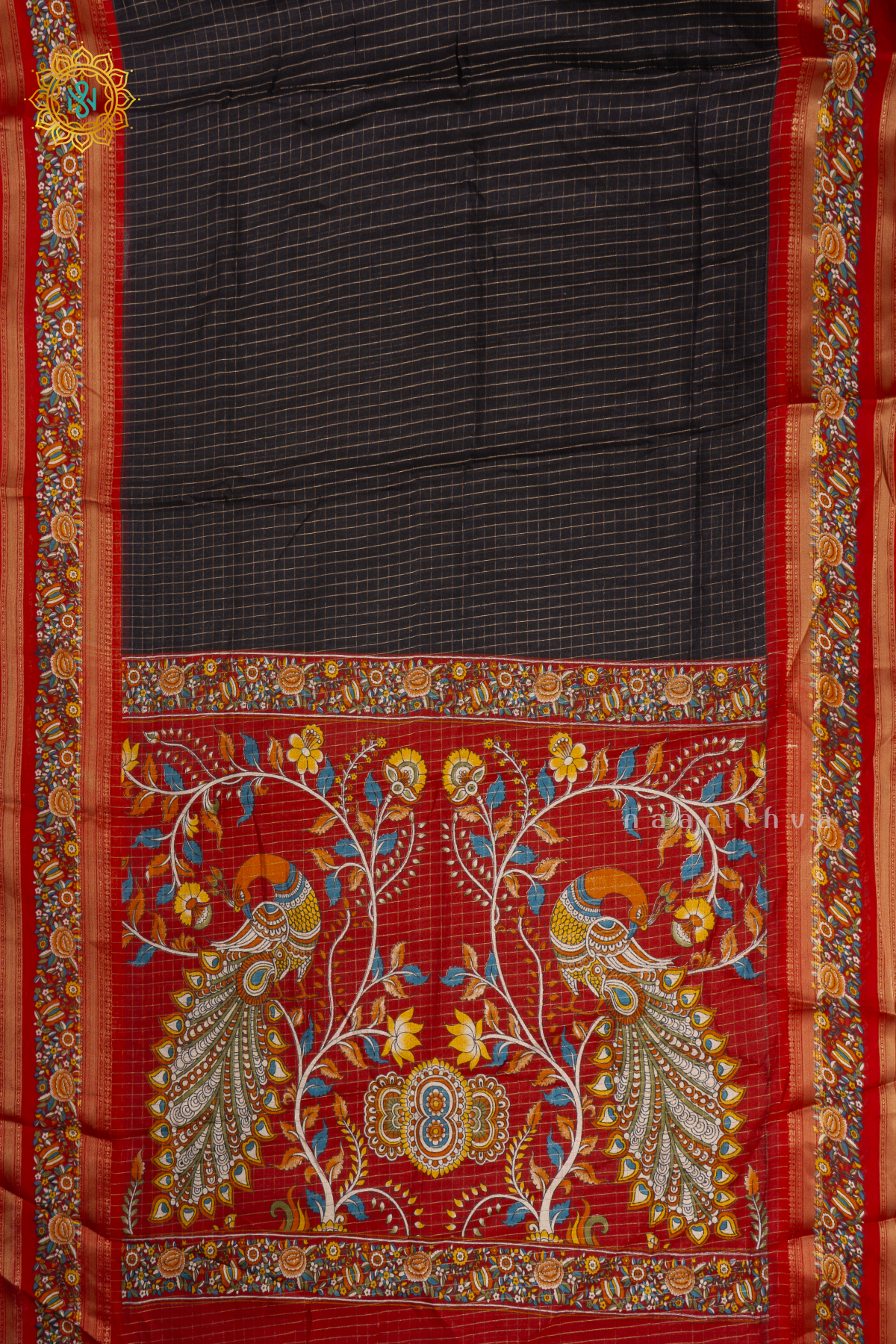 BLACK WITH RED - SEMI GEORGETTE