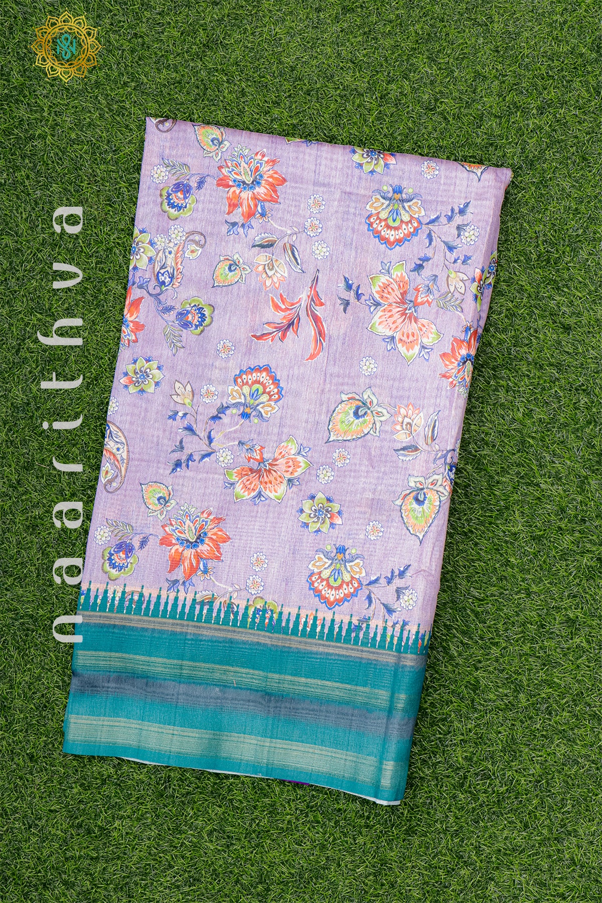 LAVENDER WITH CYAN GREEN - SEMI TUSSAR