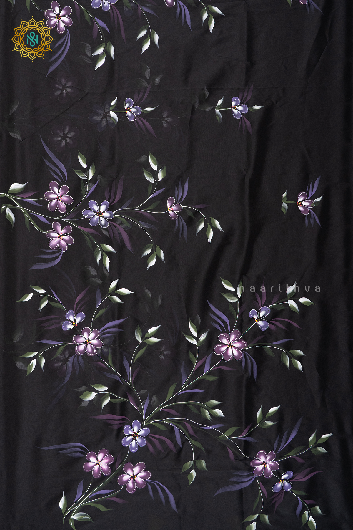 BLACK - ORGANZA HAND PAINTED