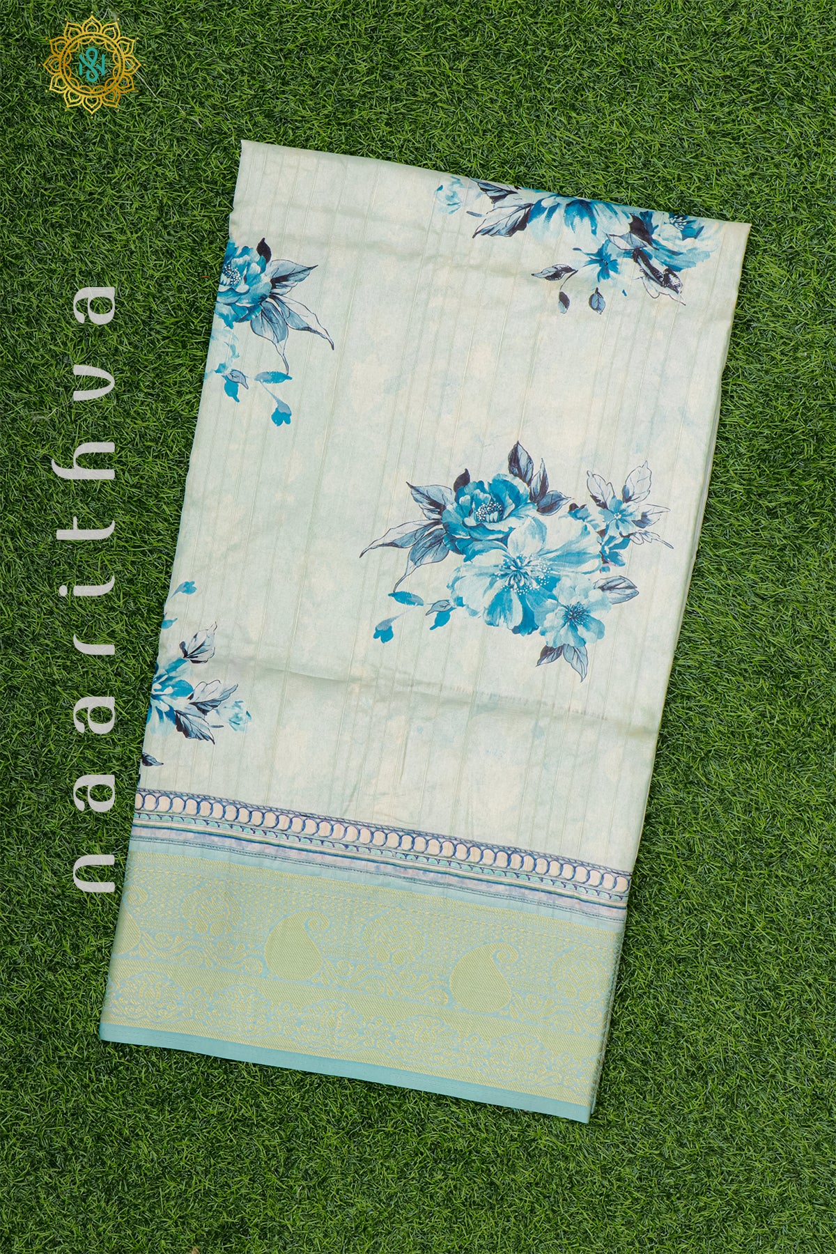 AQUA BLUE - SEMI KOTHA CREPE