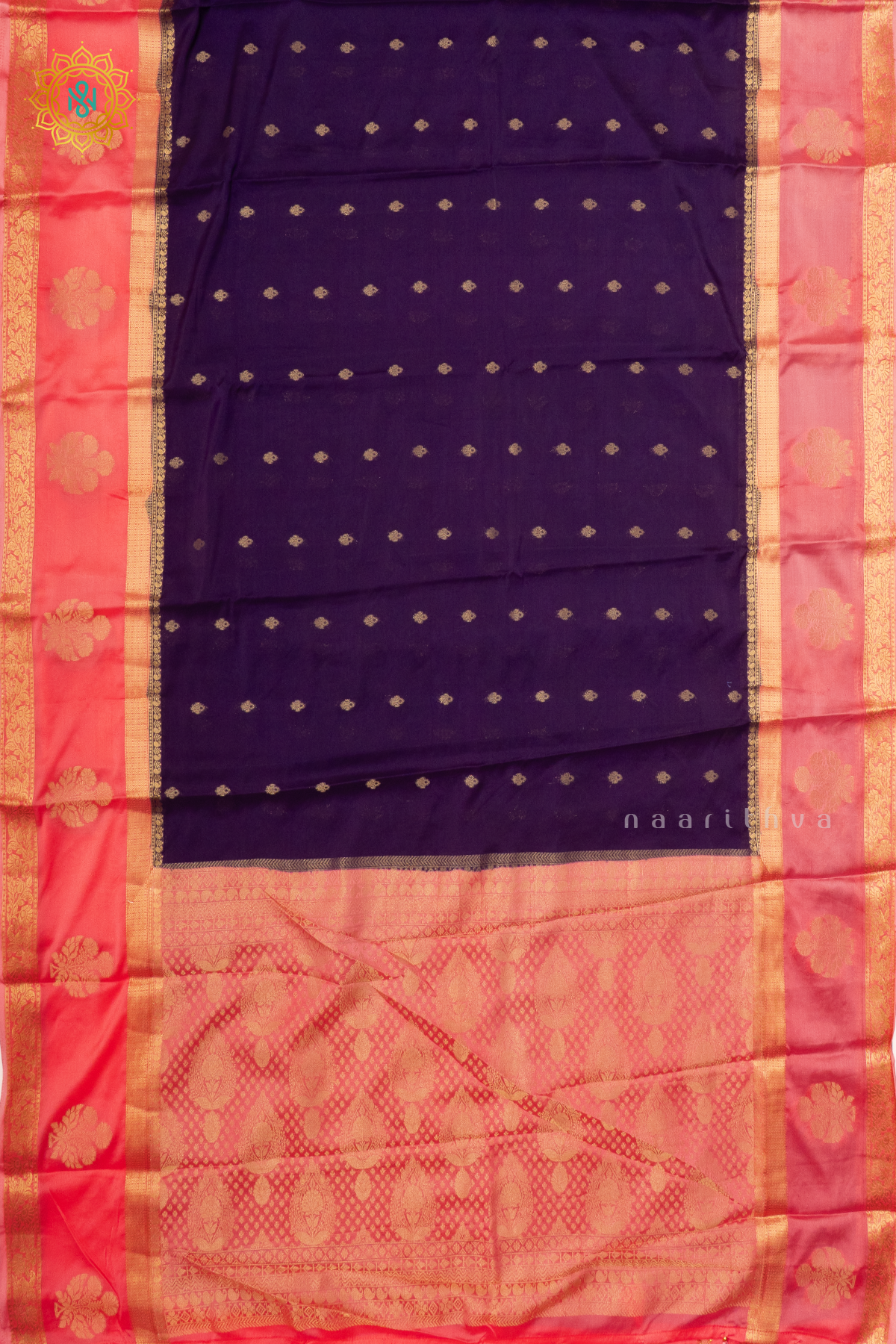 PURPLE WITH PEACH - SEMI MYSORE CREPE SILK