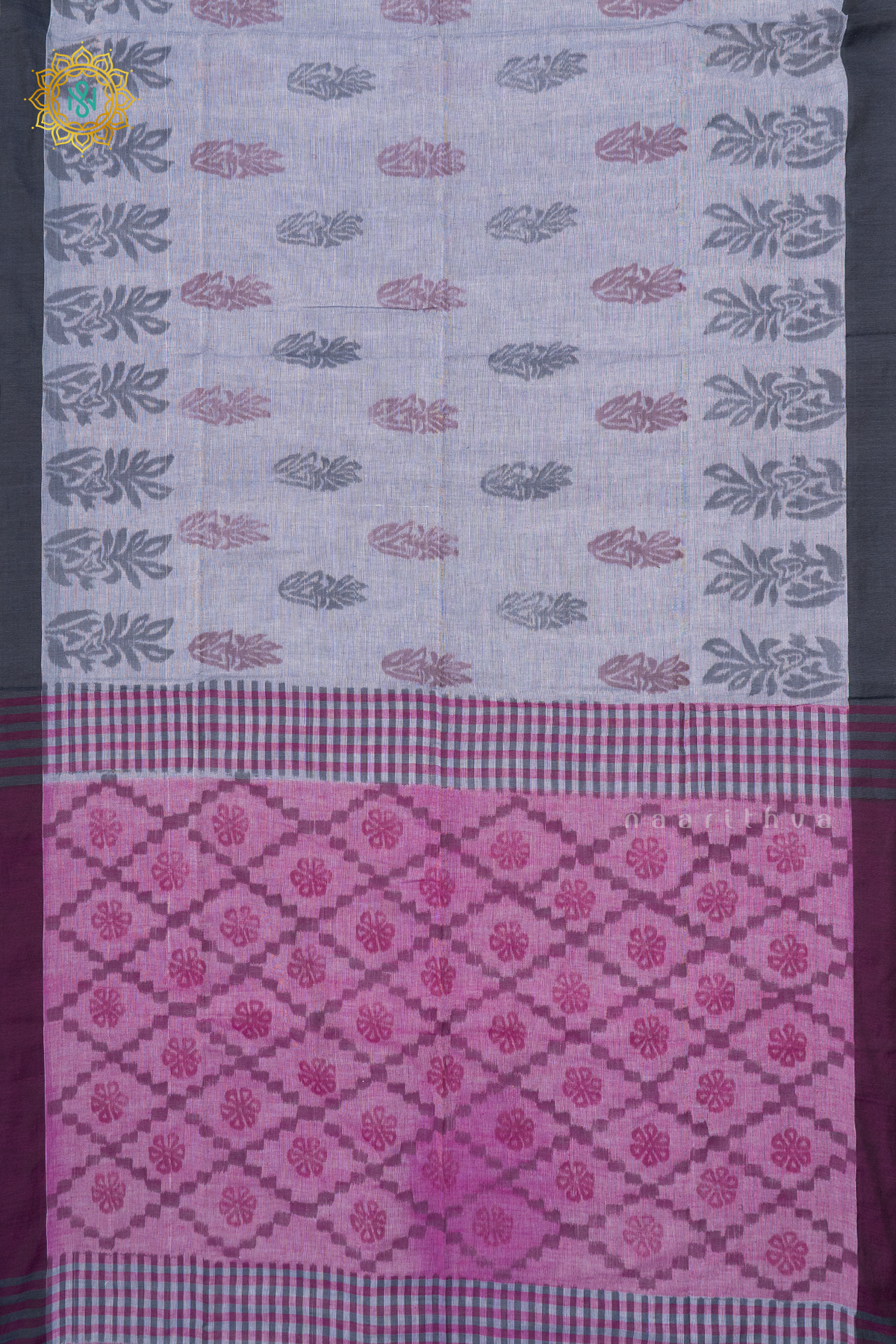 GREY WITH PINK - MUL COTTON