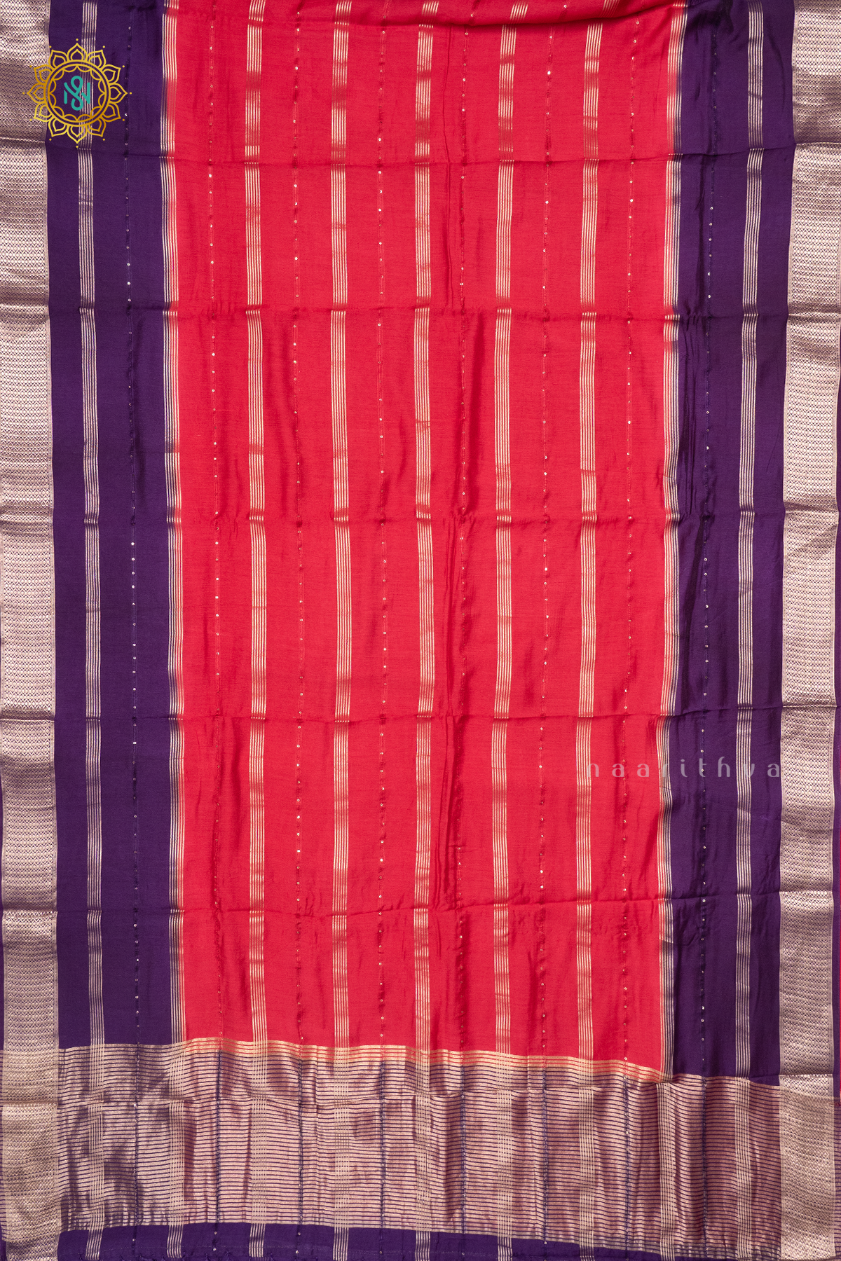 Pink With Purple Viscose Cotton Saree With Zari Stripes On The Body And Contrast Zari Border