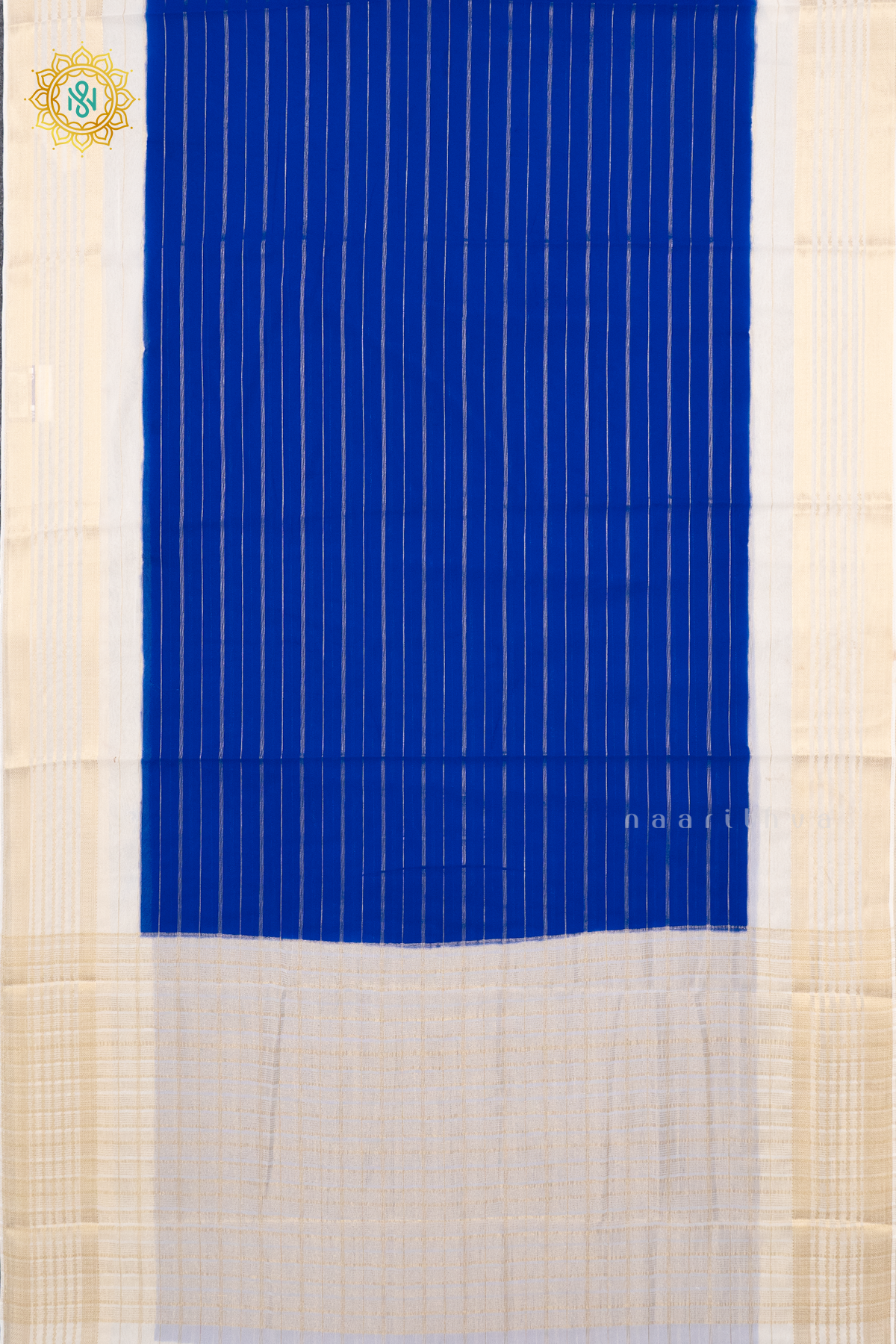 ROYAL BLUE WITH WHITE - SEMI GEORGETTE