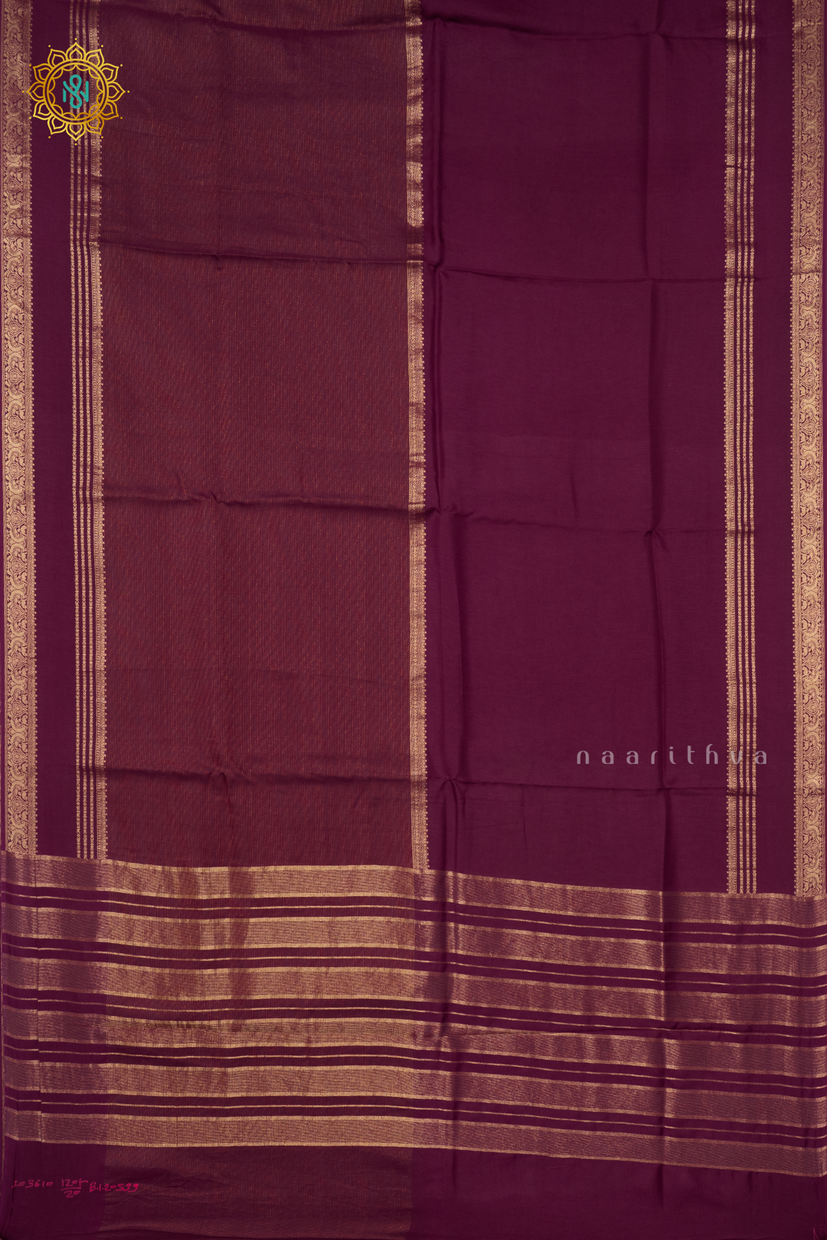 WINE WITH AQUA BLUE - SEMI CREPE SILK