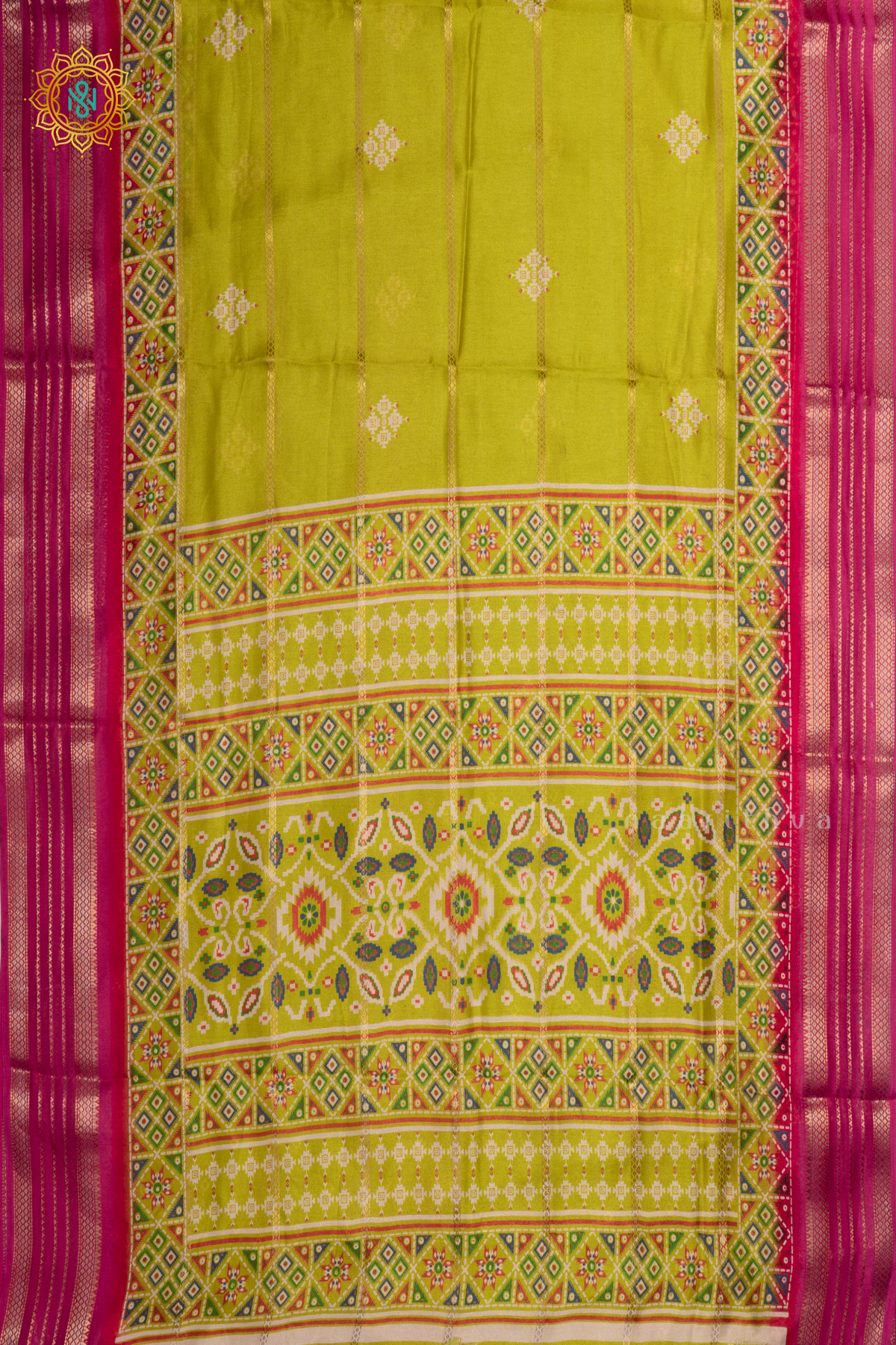 PARROT GREEN WITH PINK - SEMI GEORGETTE