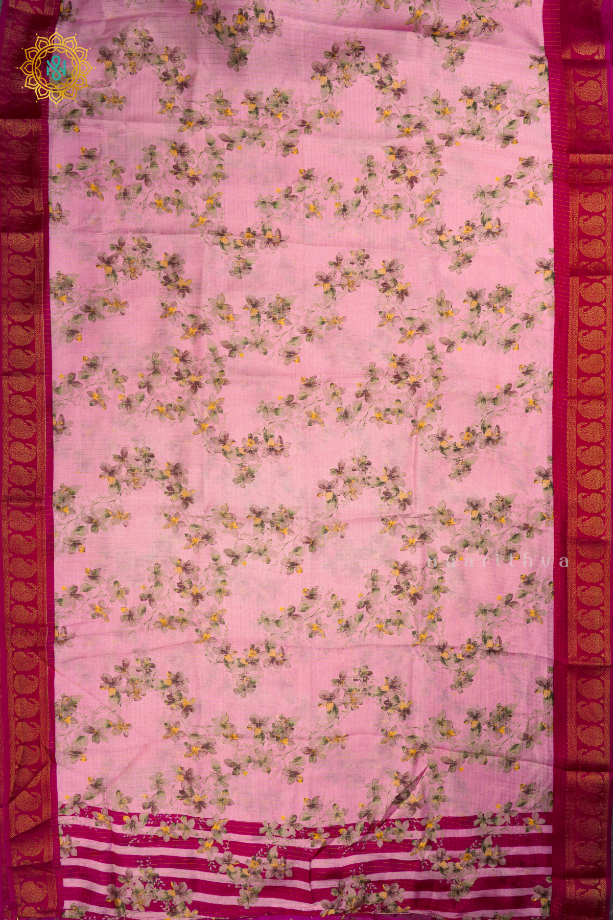 LIGHT PINK WITH RANI PINK - SEMI CHIFFON GEORGETTE