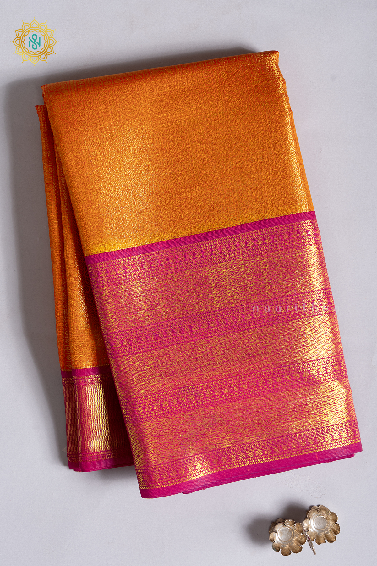 ORANGE WITH PINK - SEMI KANCHI