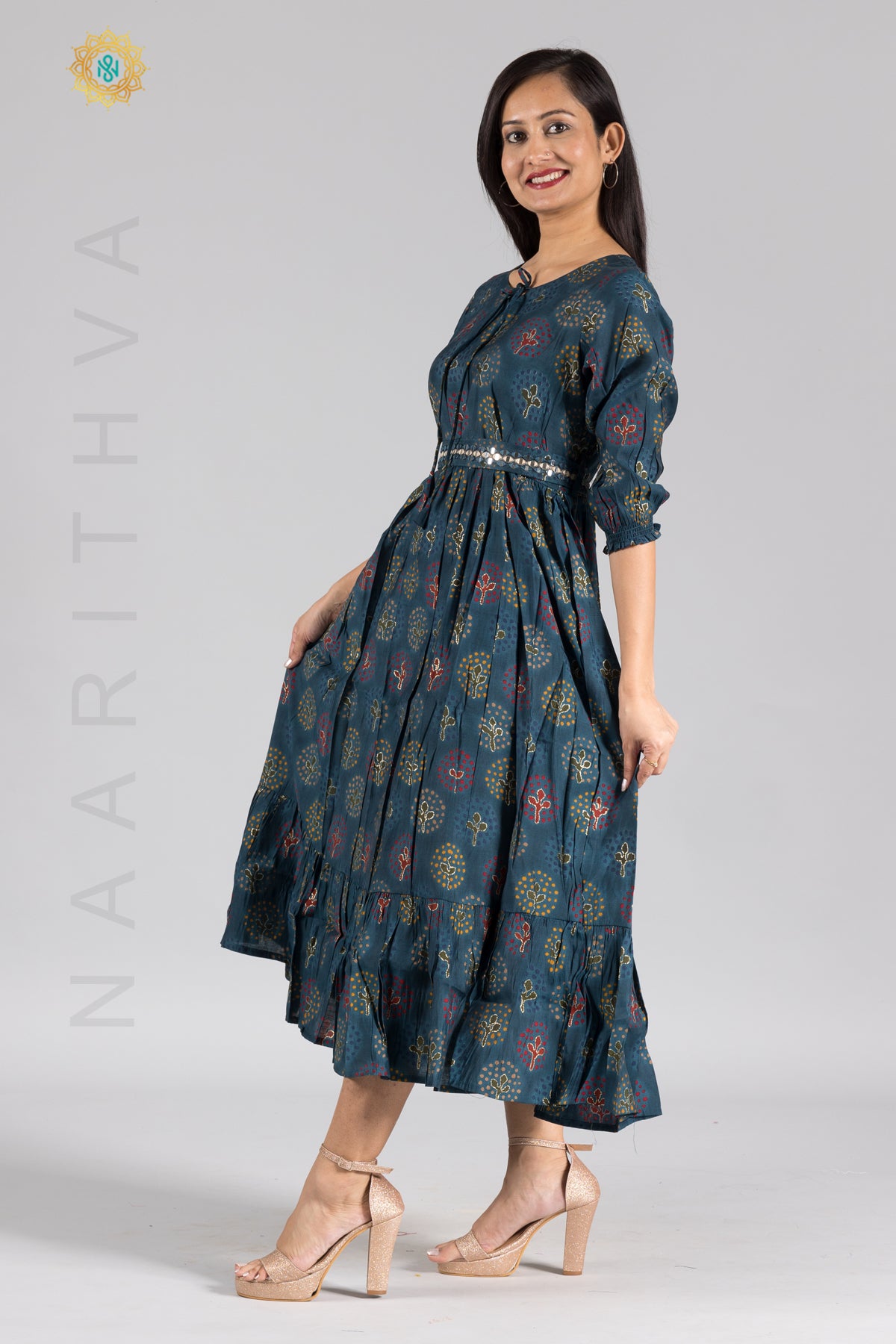 UMBRELLA PATTERN FOIL PRINTED DOUBLE LAYERED KURTI