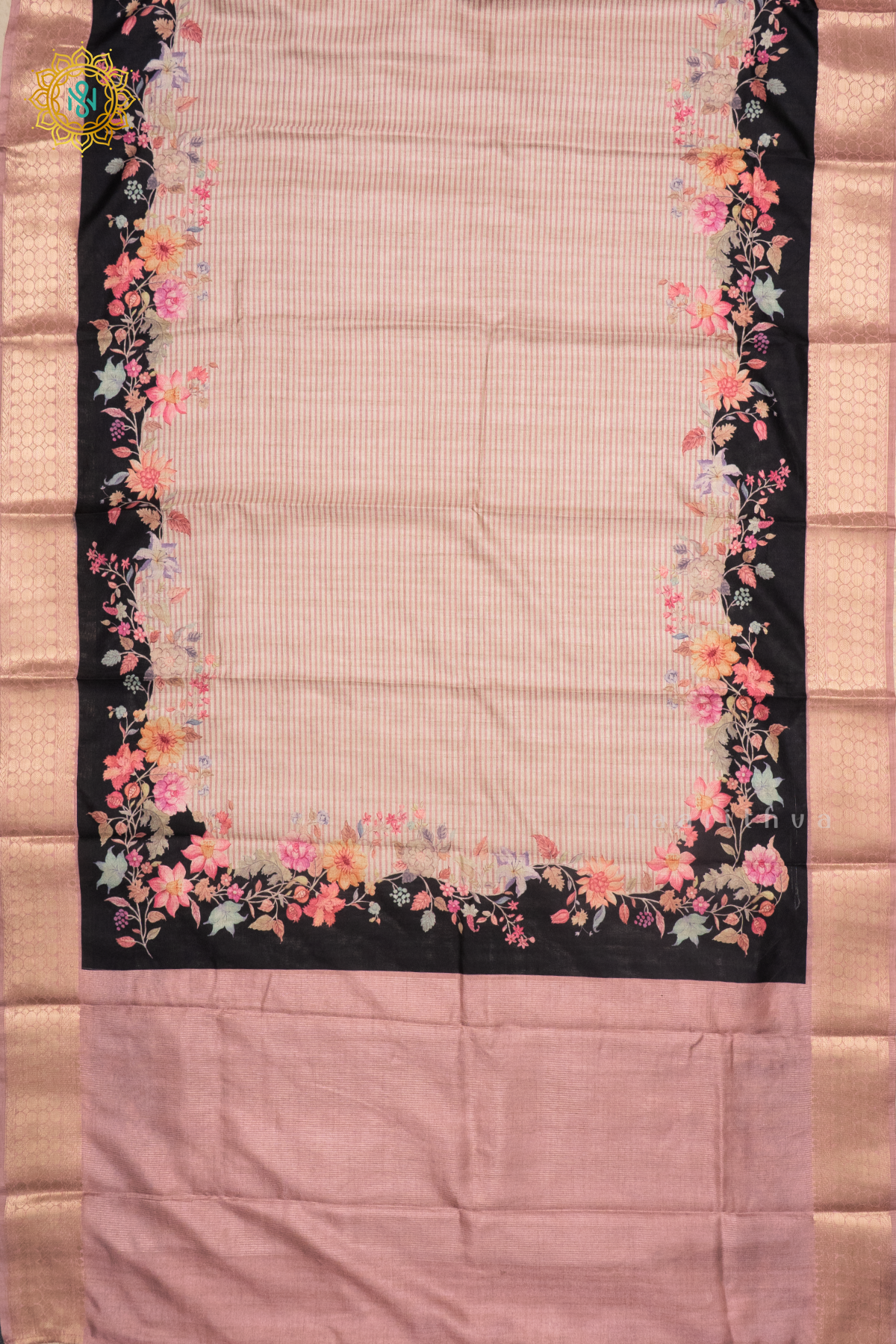 PEACH WITH BLACK - SEMI TUSSAR