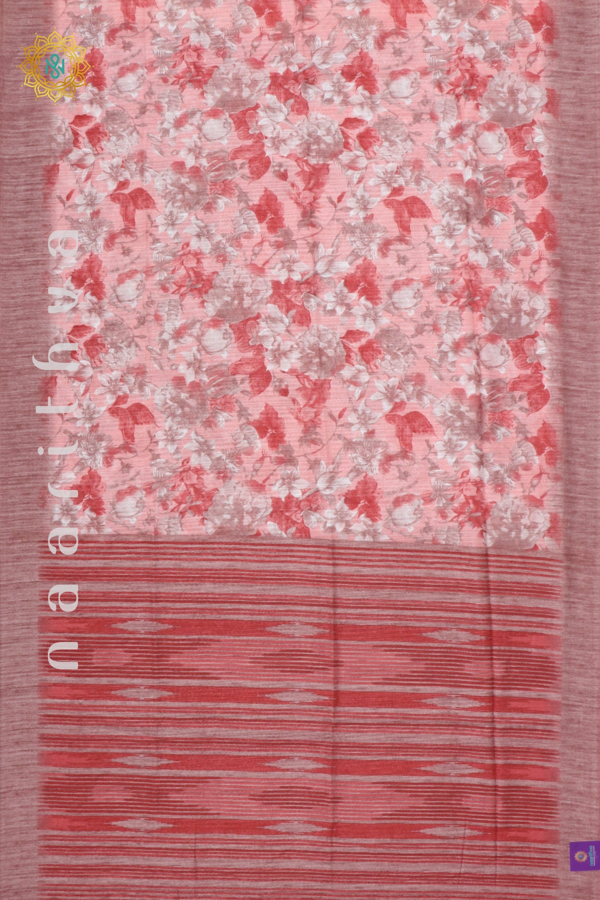 MAUVE WITH RED - JUTE COTTON