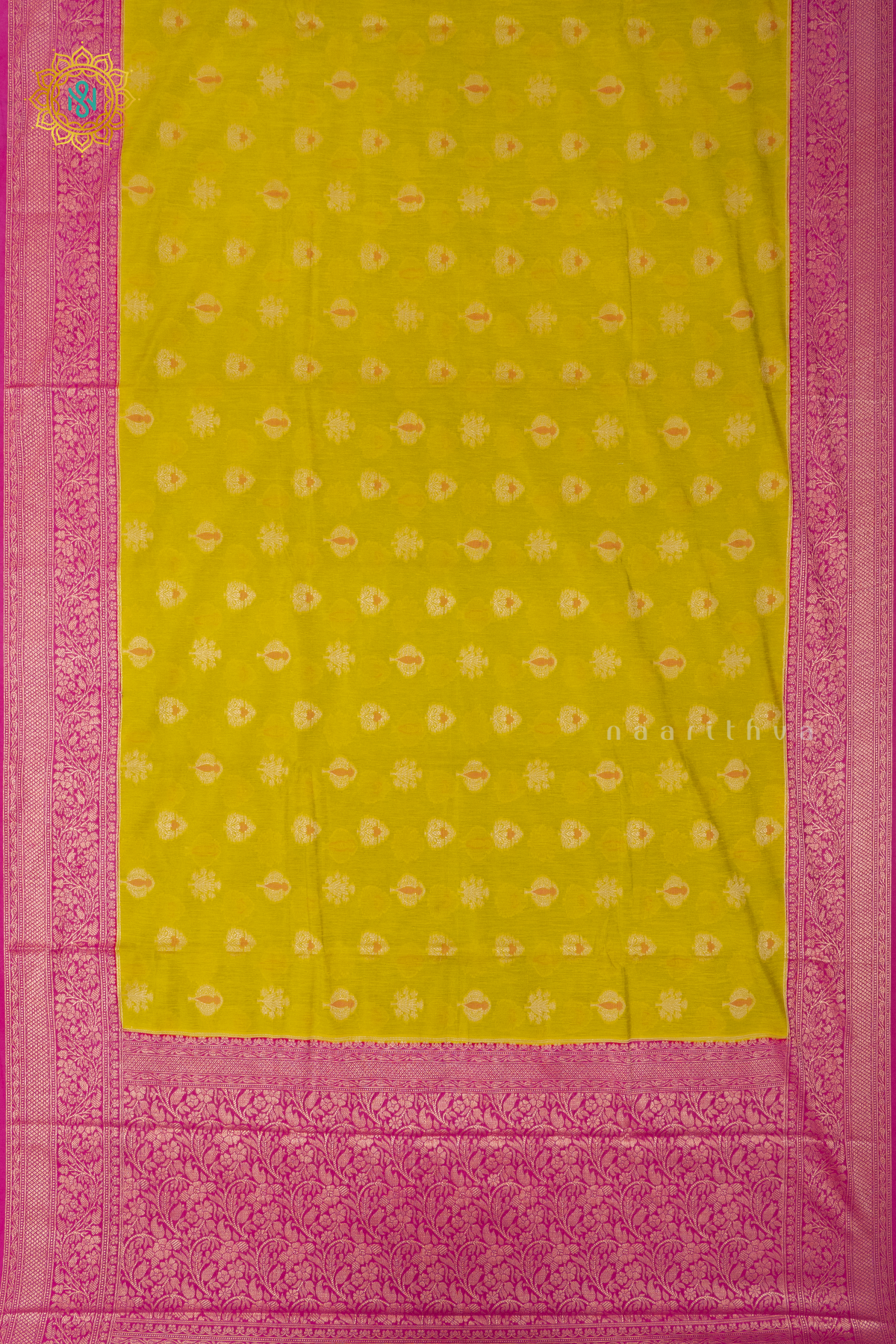 YELLOW WITH PINK - JUTE COTTON