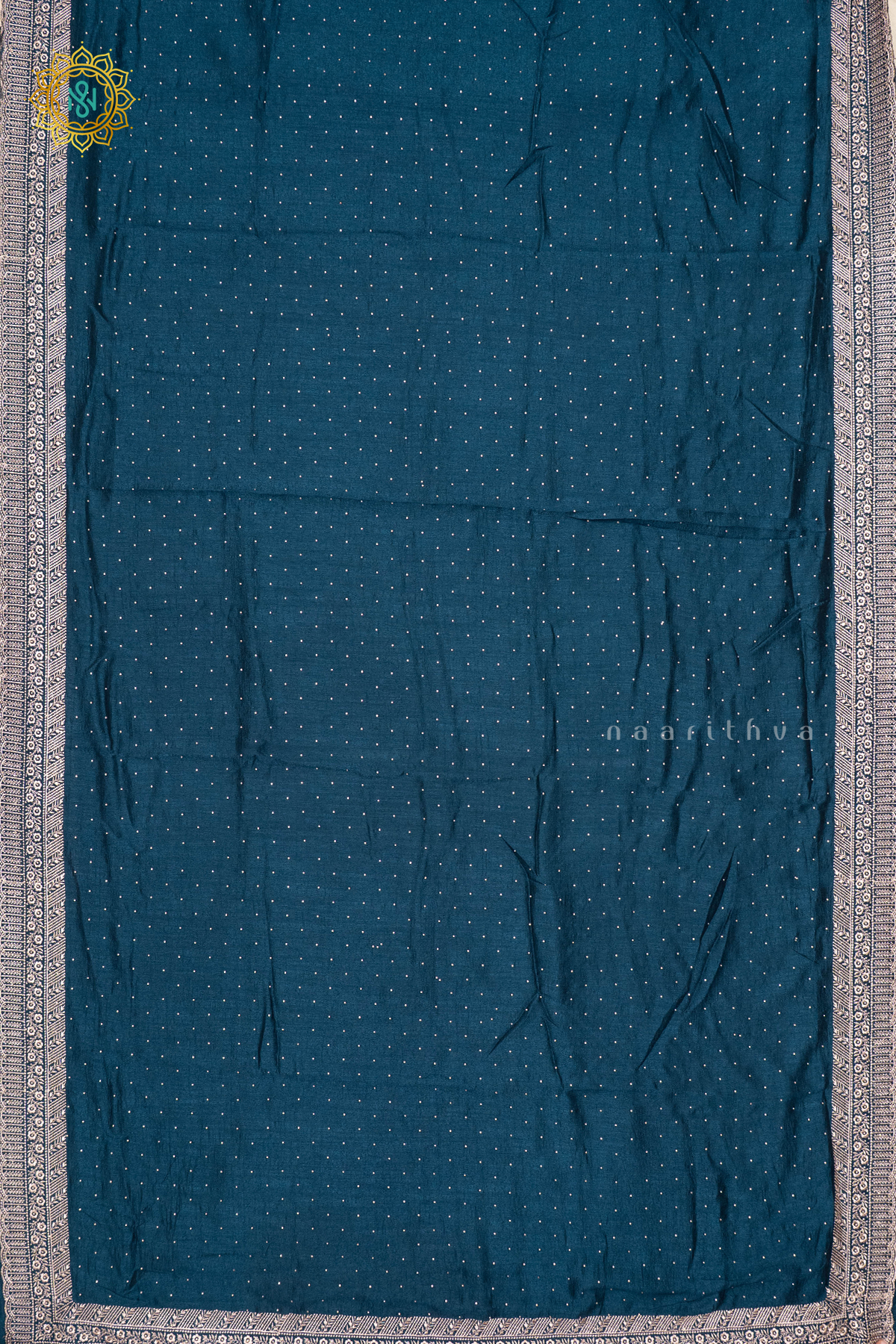 PEACOCK BLUE WITH WINE - PARTY WEAR TUSSAR GEORGETTE