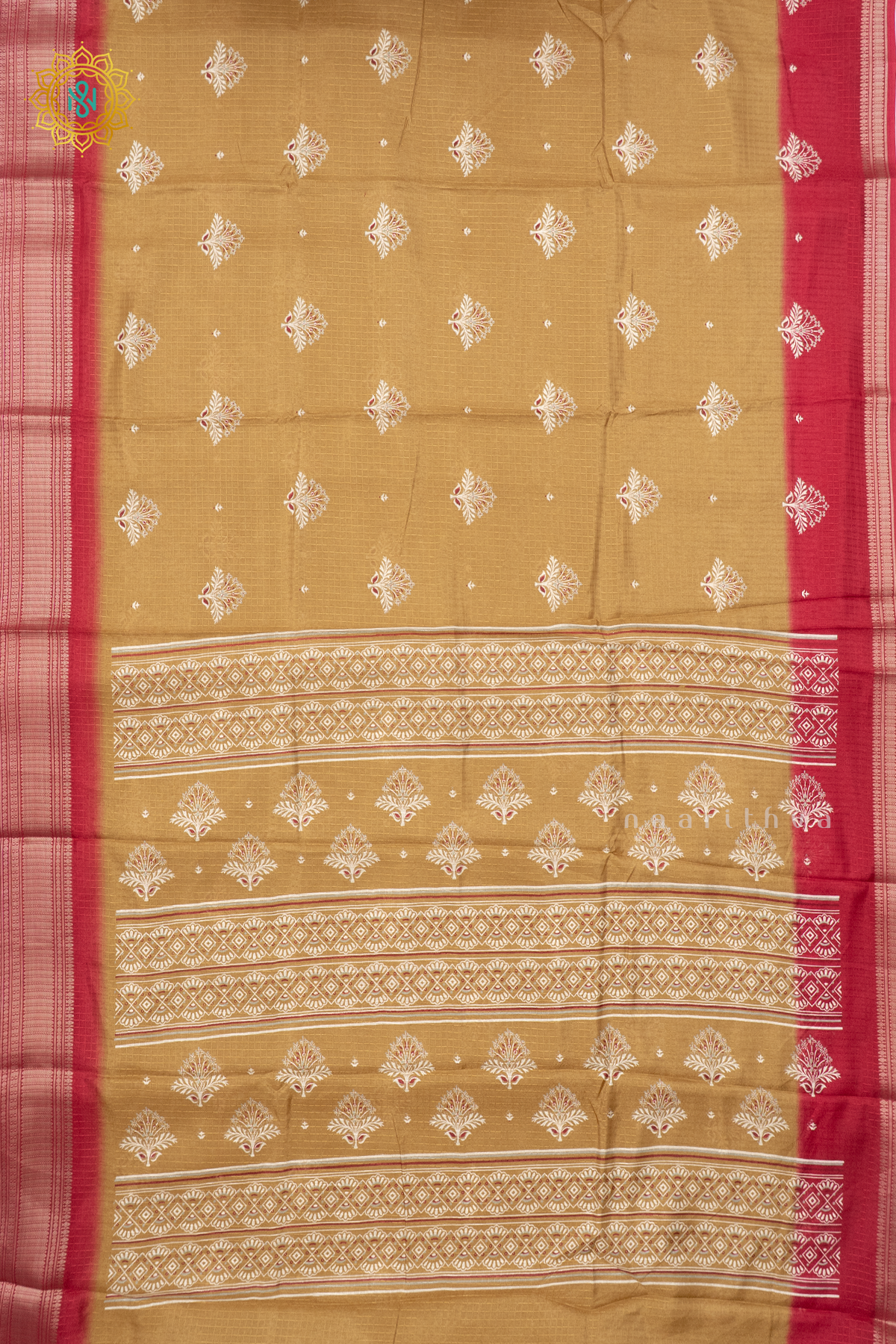 MUSTARD WITH MAROON - DOLA SILK