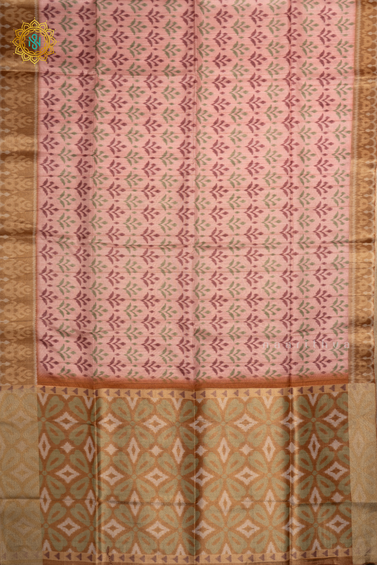 PEACHISH PINK WITH YELLOW - KOTHA TUSSAR