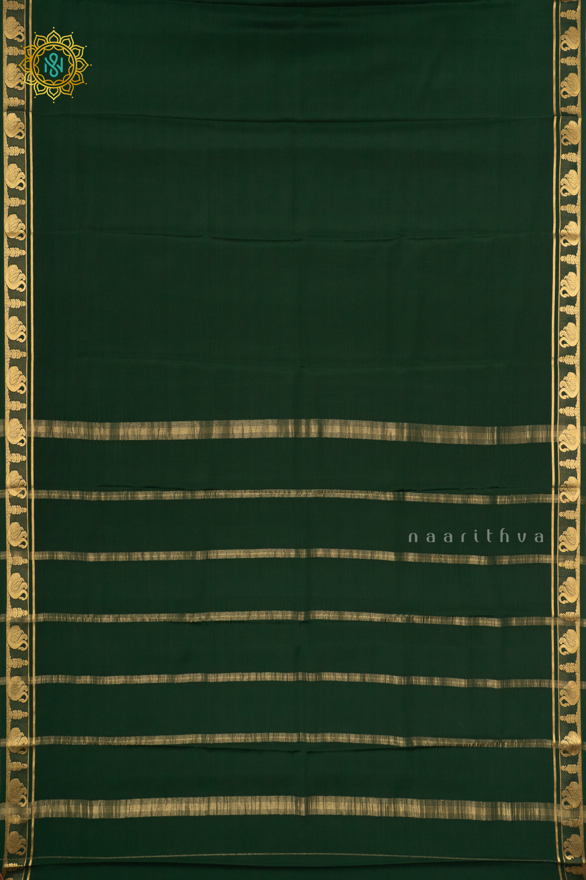 BOTTLE GREEN - PURE MYSORE CREPE SILK
