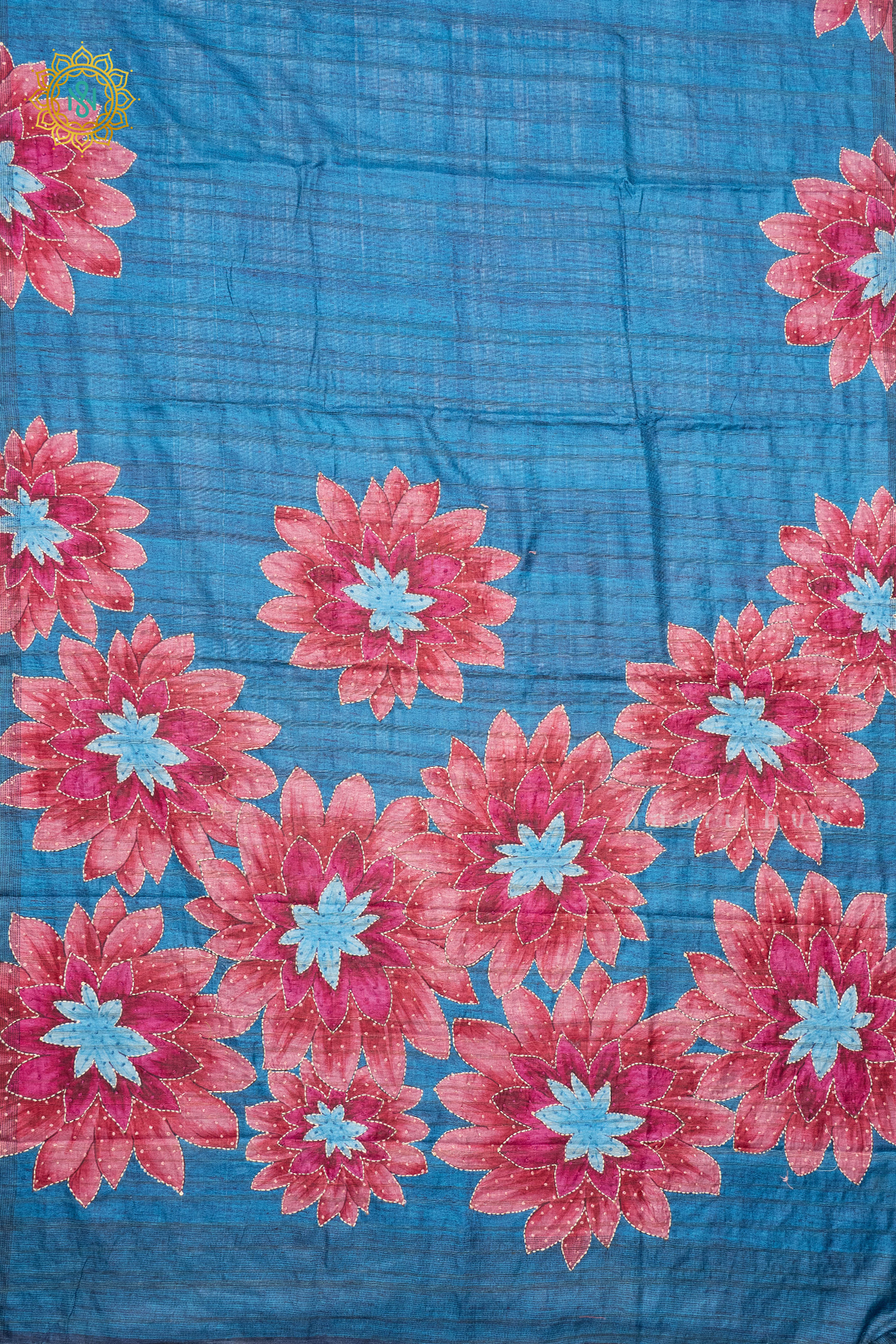 BLUE WITH PINK - KOTHA TUSSAR WITH KATHA WORK
