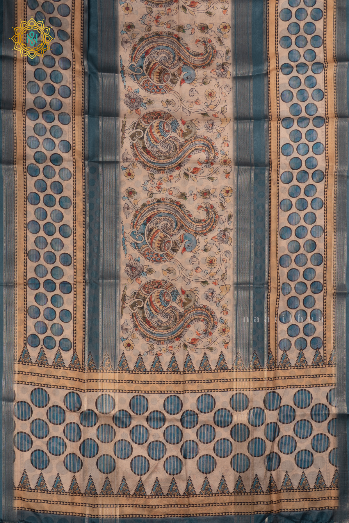 Blue - Semi Crepe Silk Saree Allover Printed Body with Zari Stripes with Pallu and Blouse