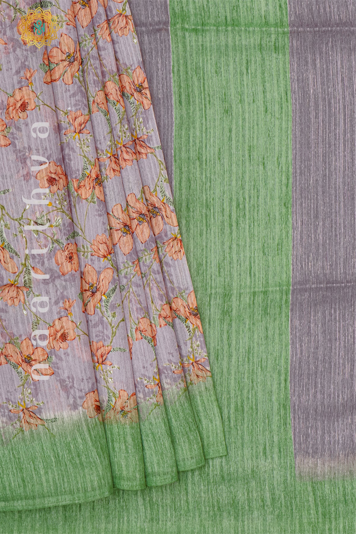 GREY WITH GREEN - JUTE COTTON