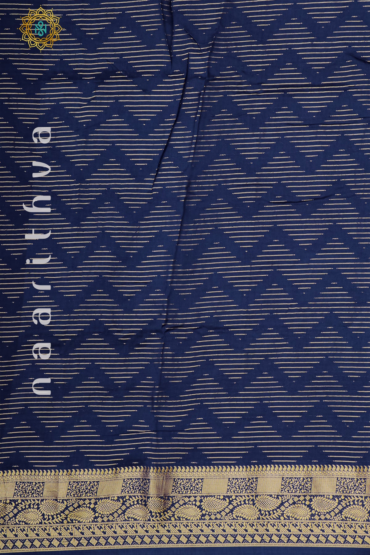 NAVY BLUE WITH GREEN - DOLA SILK