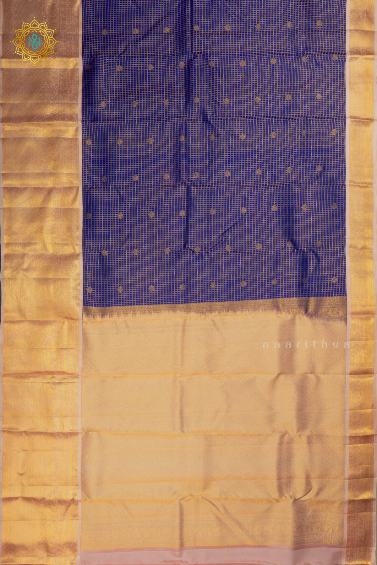 BLUE WITH PEACH - PURE KANJIVARAM SILK