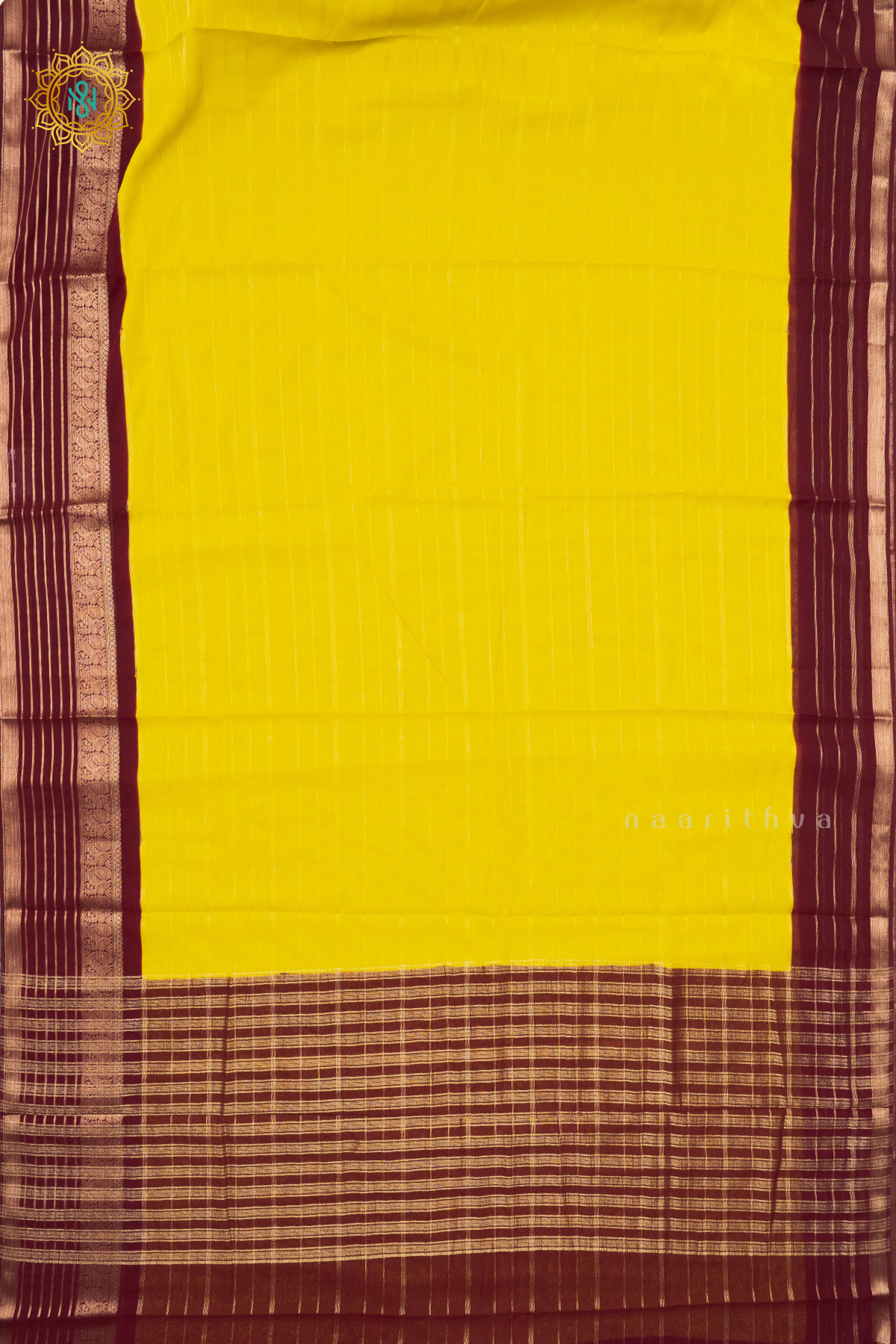 YELLOW WITH BROWN - SEMI GEORGETTE