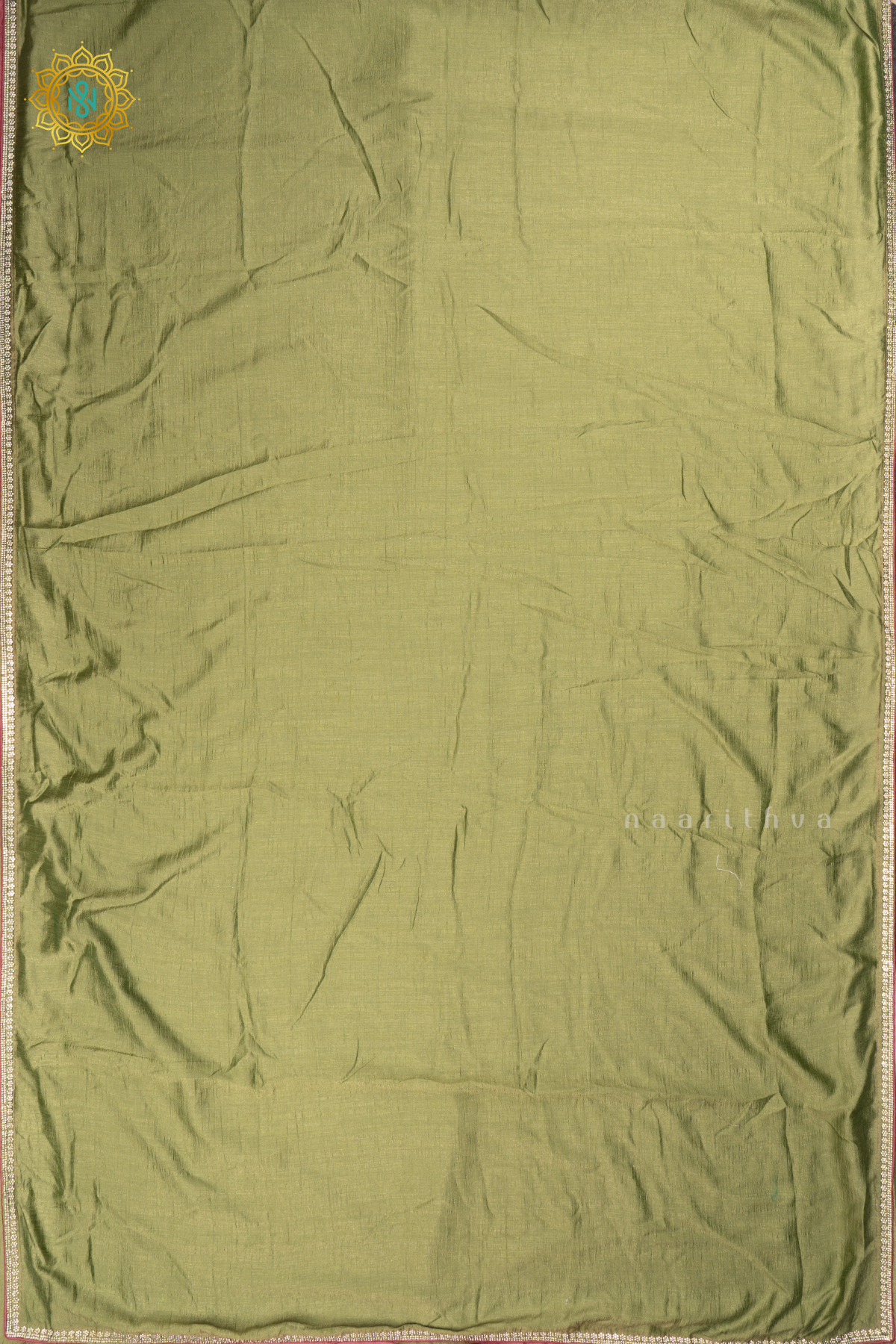 Light Green with Light Pink - Party Wear Tussar Georgette Saree Allover Plain Body with Stone Work Border, with Contrast Blouse