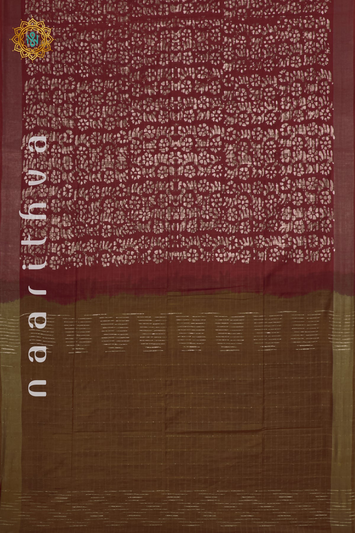 MAROON WITH MUSTARD - SLUB COTTON