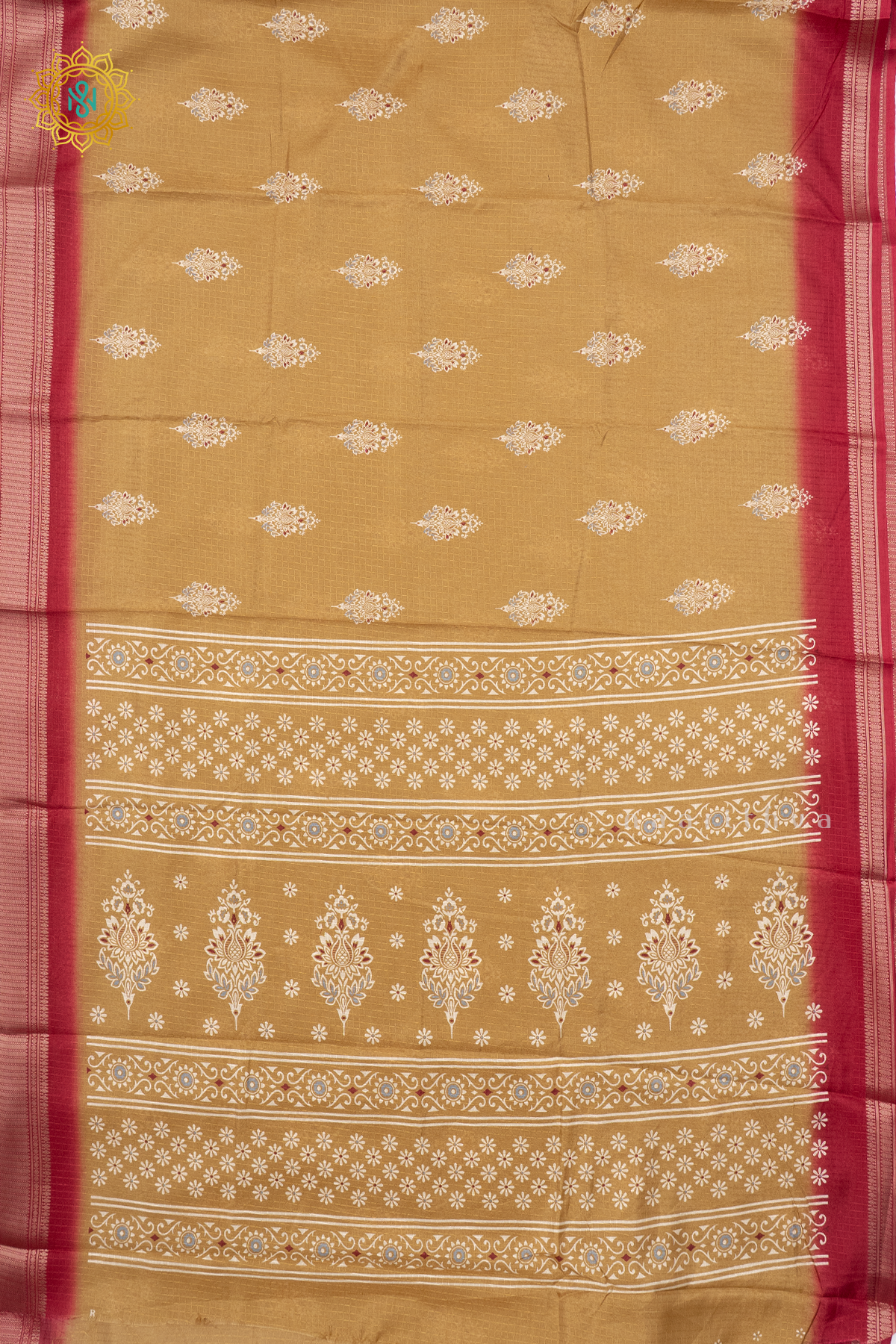 MUSTARD WITH MAROON - DOLA SILK