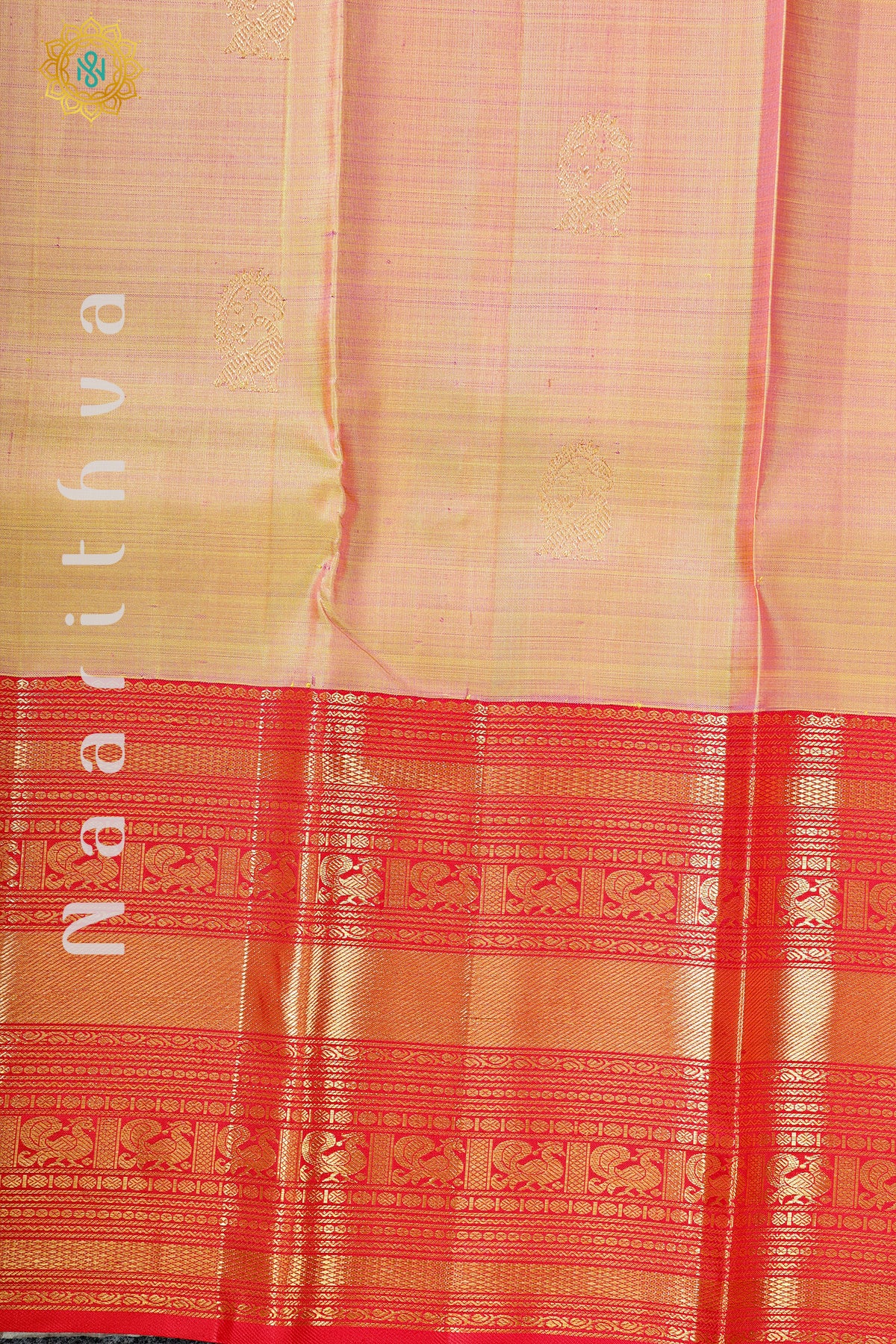 GOLDISH BROWN WITH RED - PURE KANJIVARAM SILK