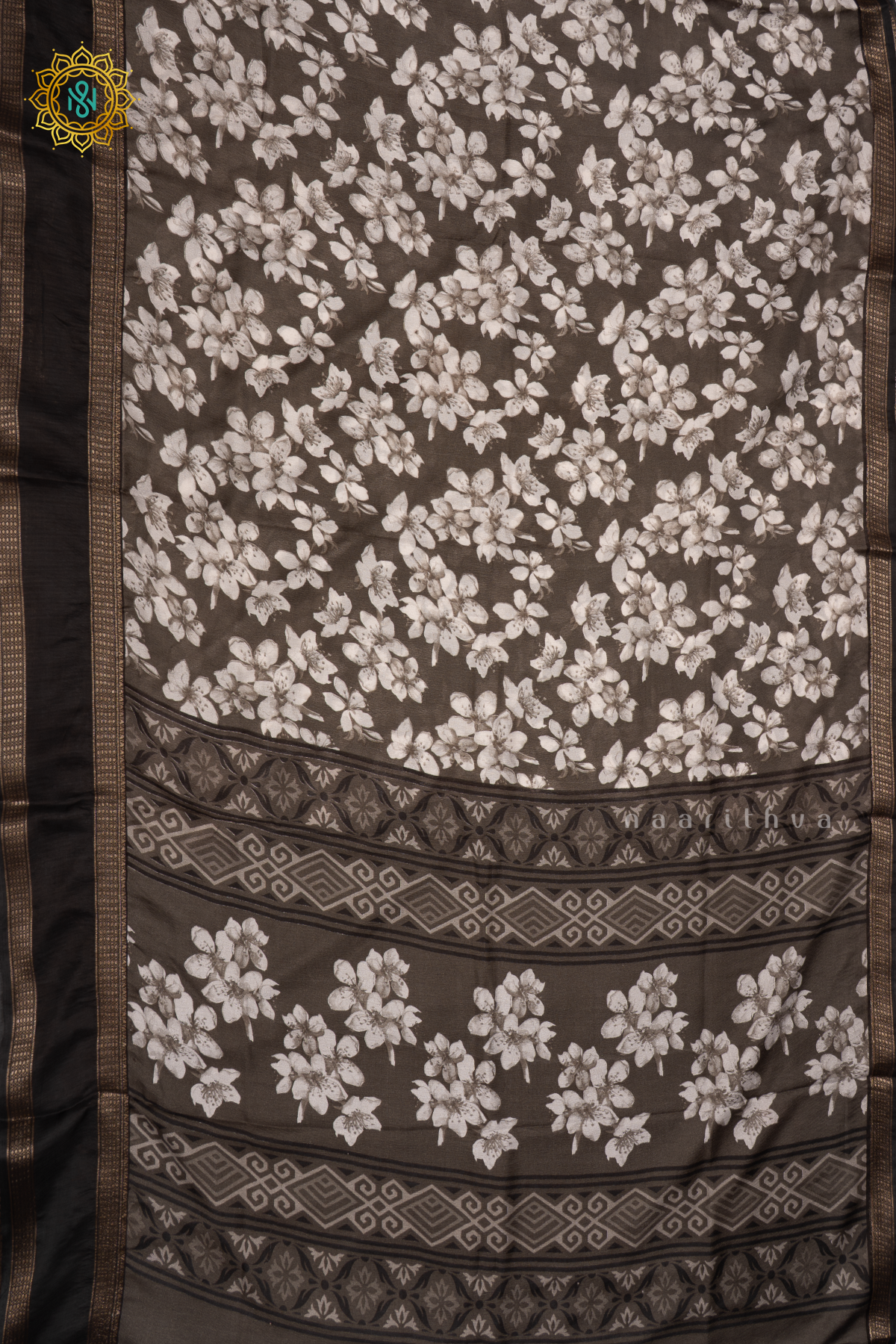 ELEPHANT GREY WITH BLACK - SEMI GEORGETTE