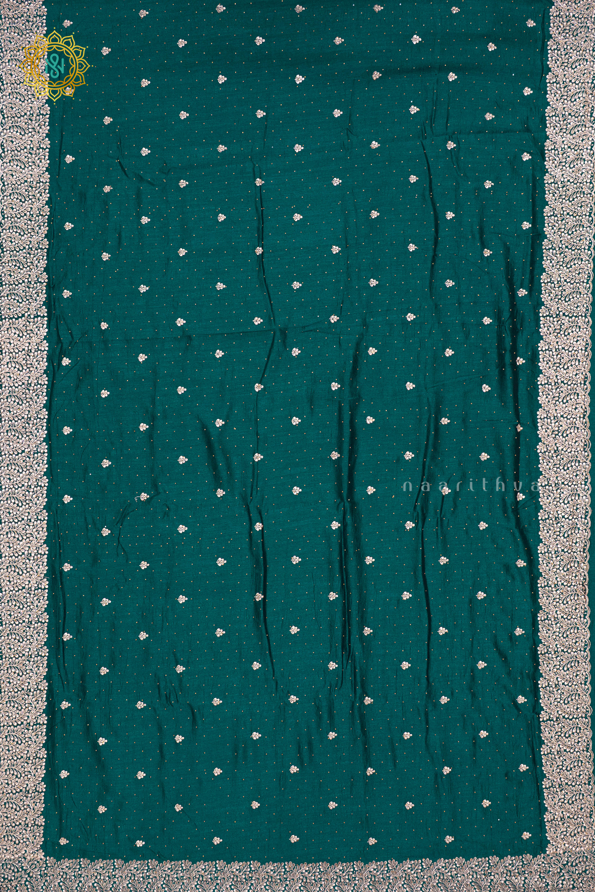PEACOCK GREEN WITH PINK - PARTY WEAR TUSSAR GEORGETTE