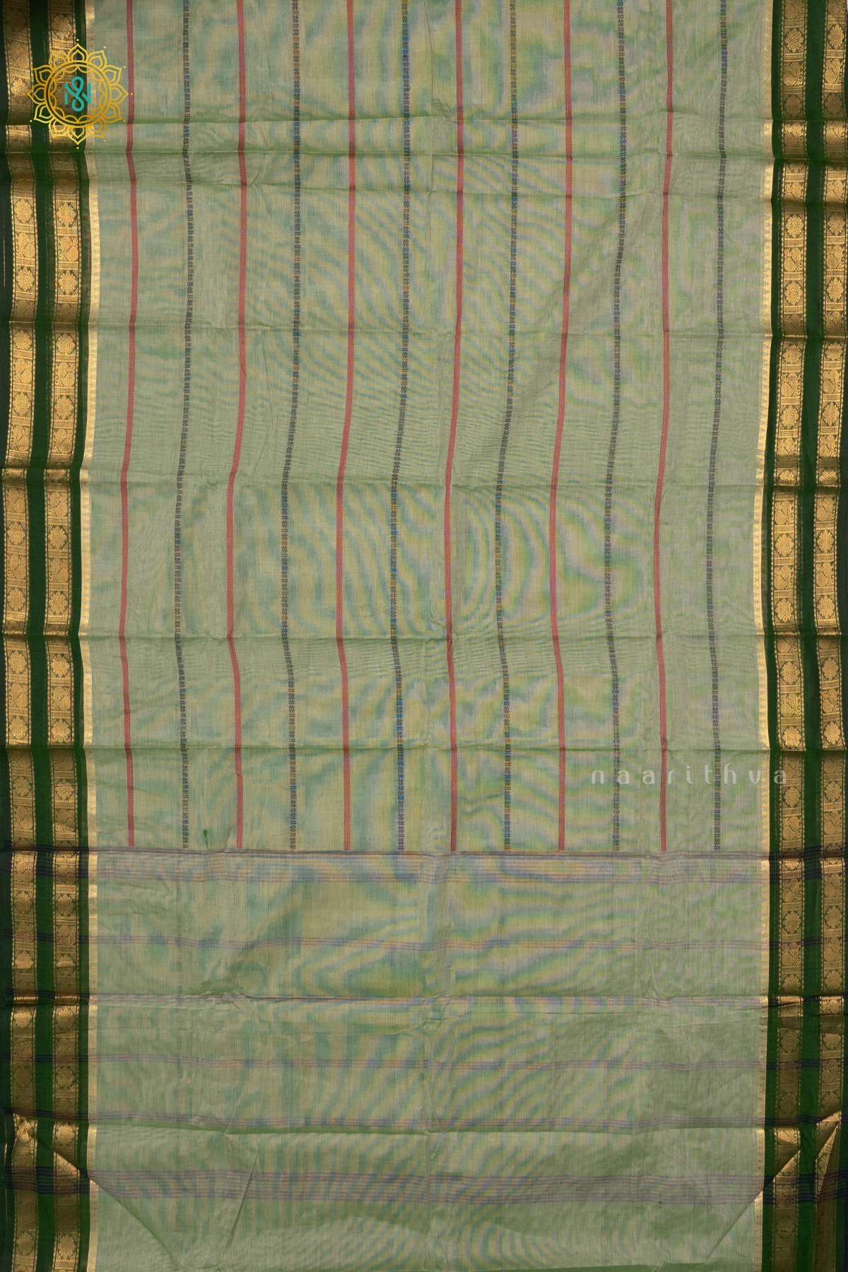 SAGE GREEN WITH GREEN - CHETTINAD COTTON