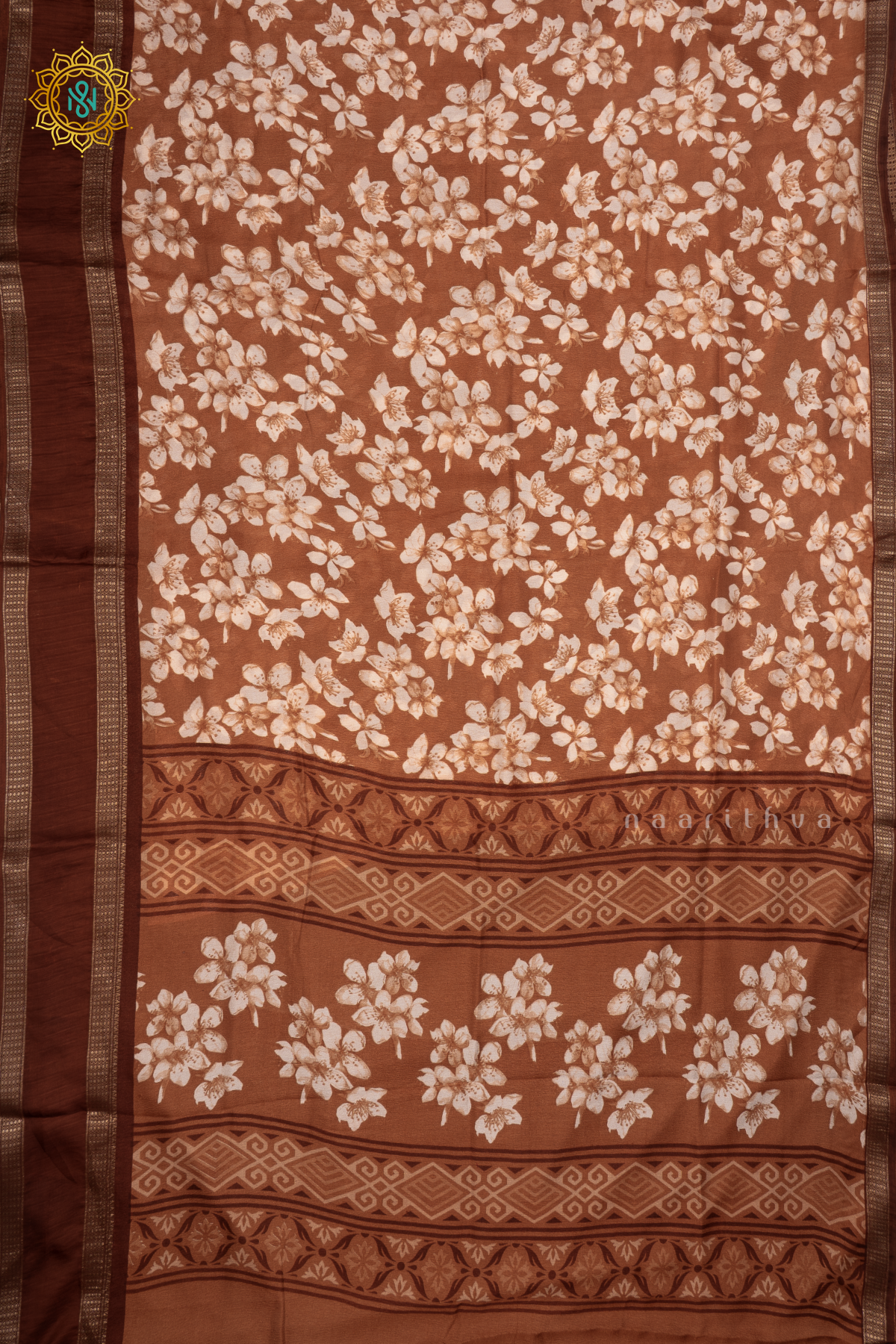 LIGHT BROWN WITH DARK BROWN - SEMI GEORGETTE