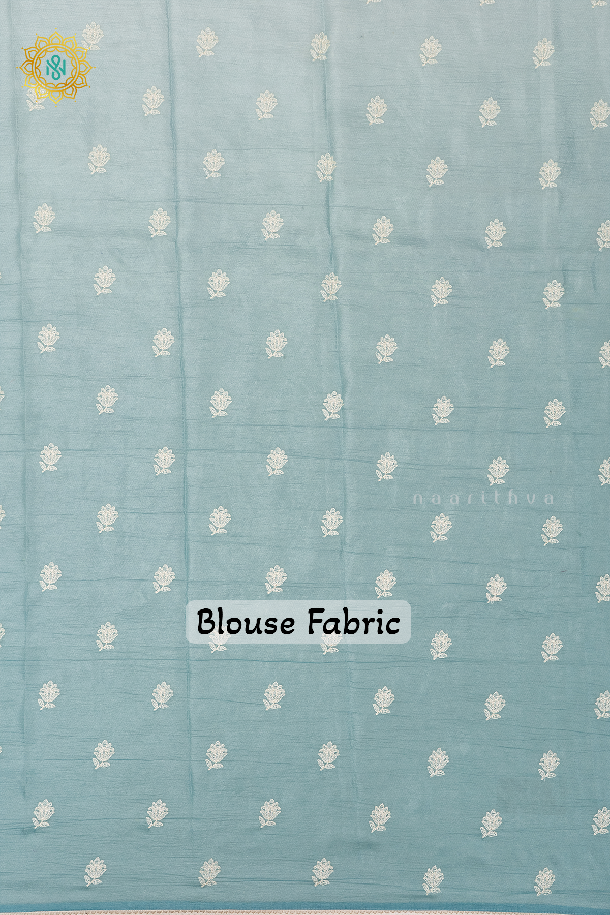 AQUA BLUE - CRUSH TISSUE WITH EMBROIDERY