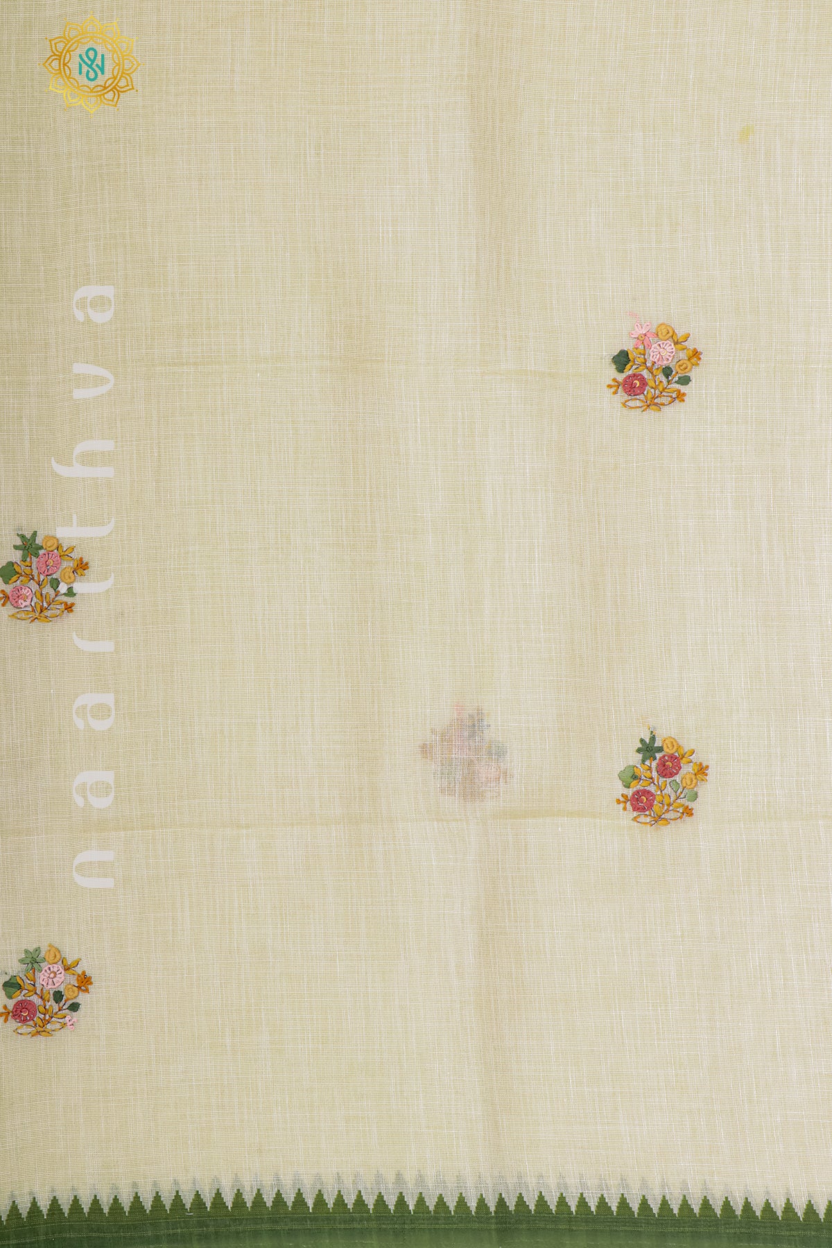 OFF WHITE WITH GREEN - LINEN TISSUE