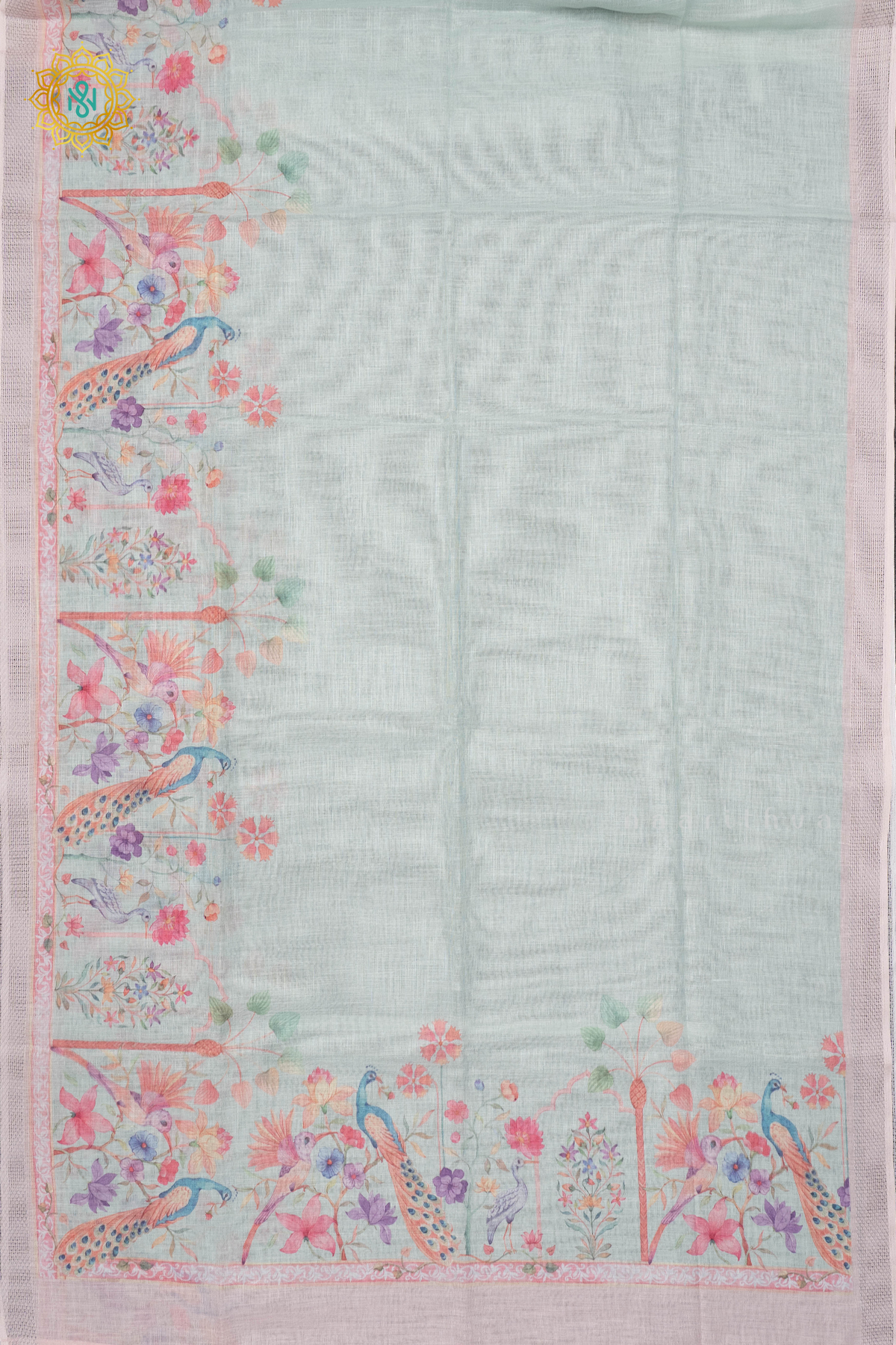 GREEN WITH PEACH - LINEN BY COTTON