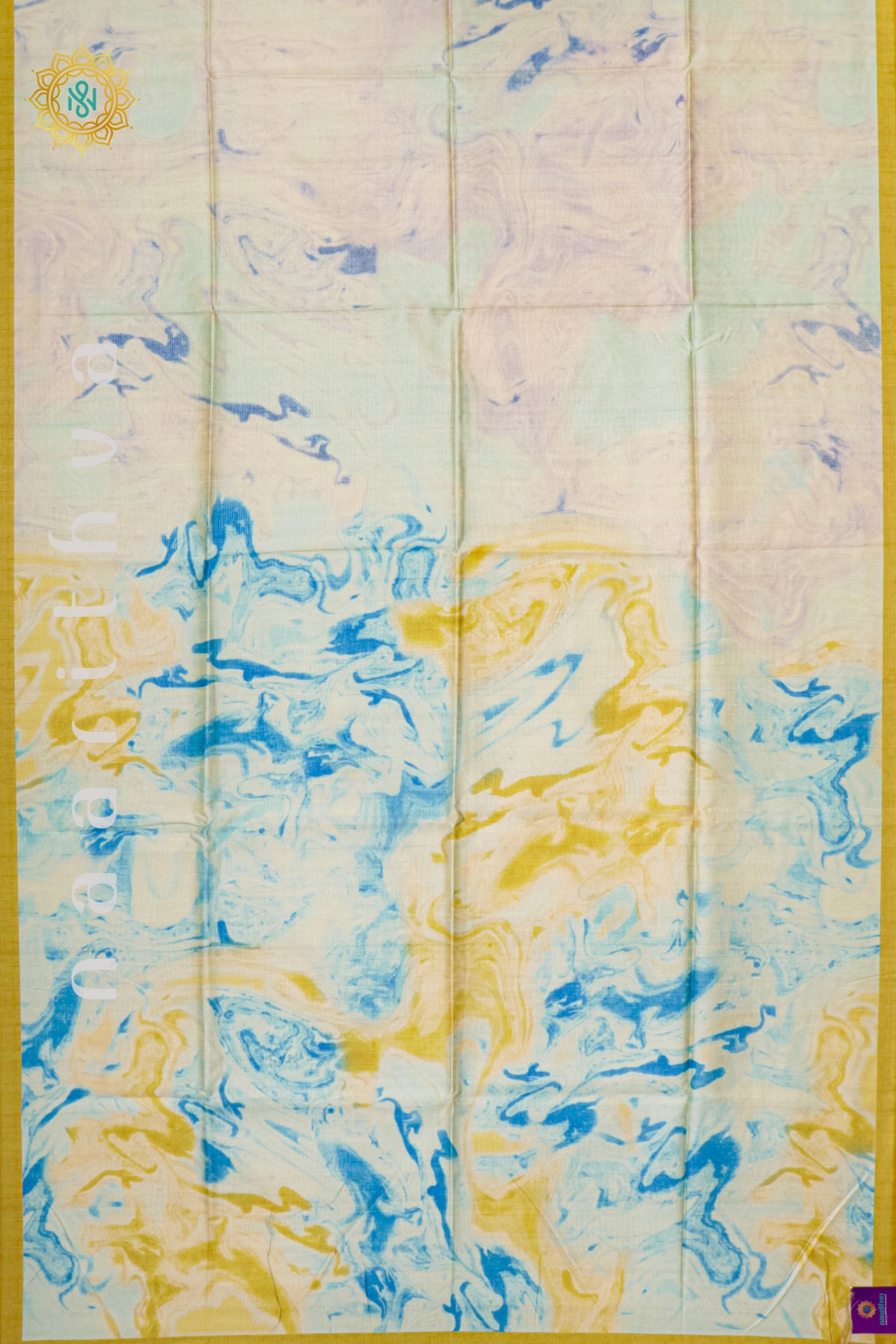 OFF WHITE WITH YELLOW - SEMI TUSSAR SILK