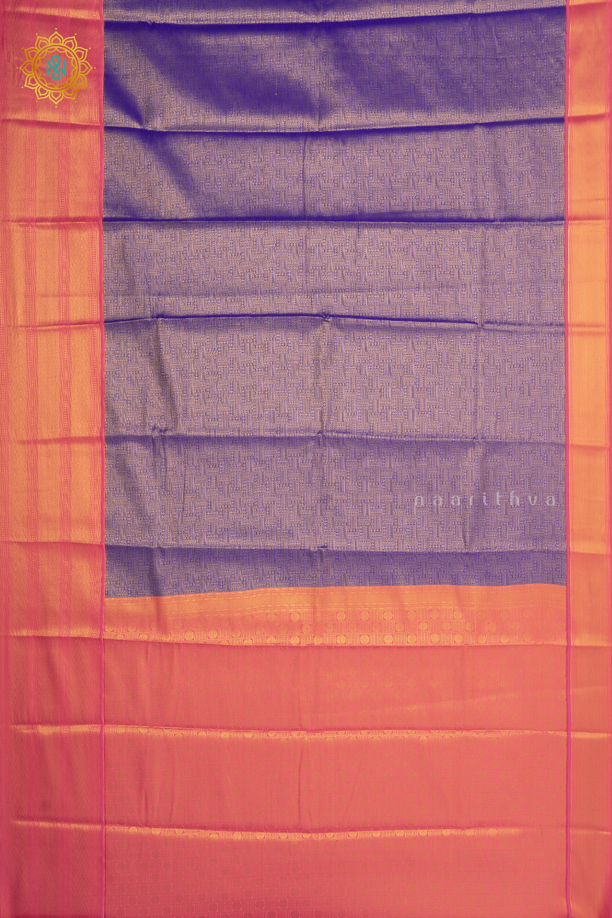ROYAL BLUE WITH PEACH - SEMI KANCHI