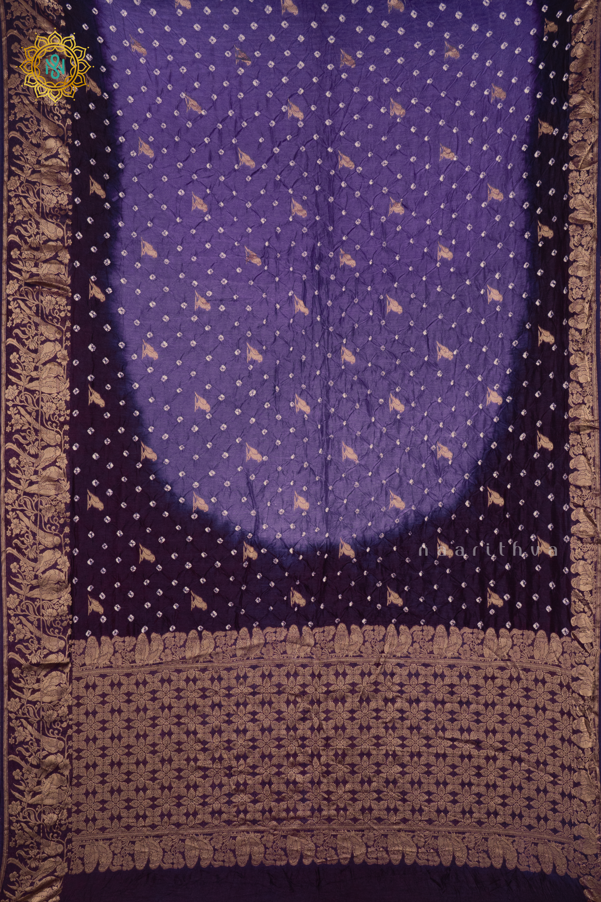 LAVENDER WITH PURPLE - SEMI TUSSAR WITH BANDHINI TIE & DYE