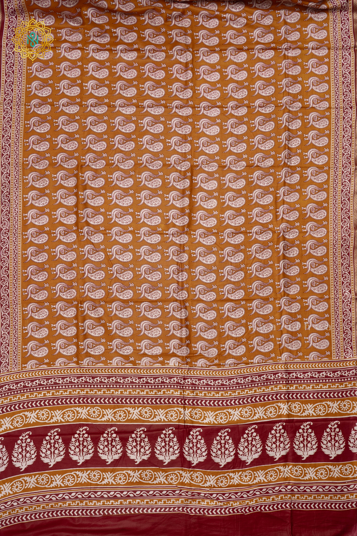 YELLOW WITH MAROON - VISCOSE COTTON