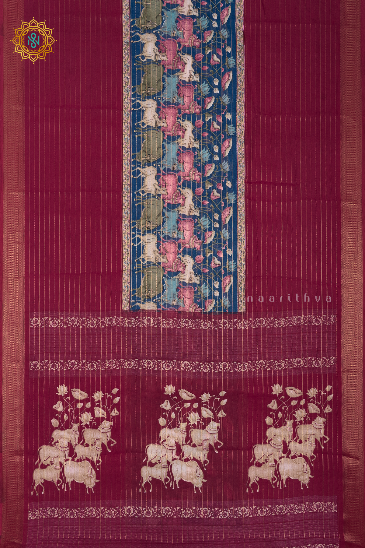 RED WITH BLUE - SEMI GEORGETTE