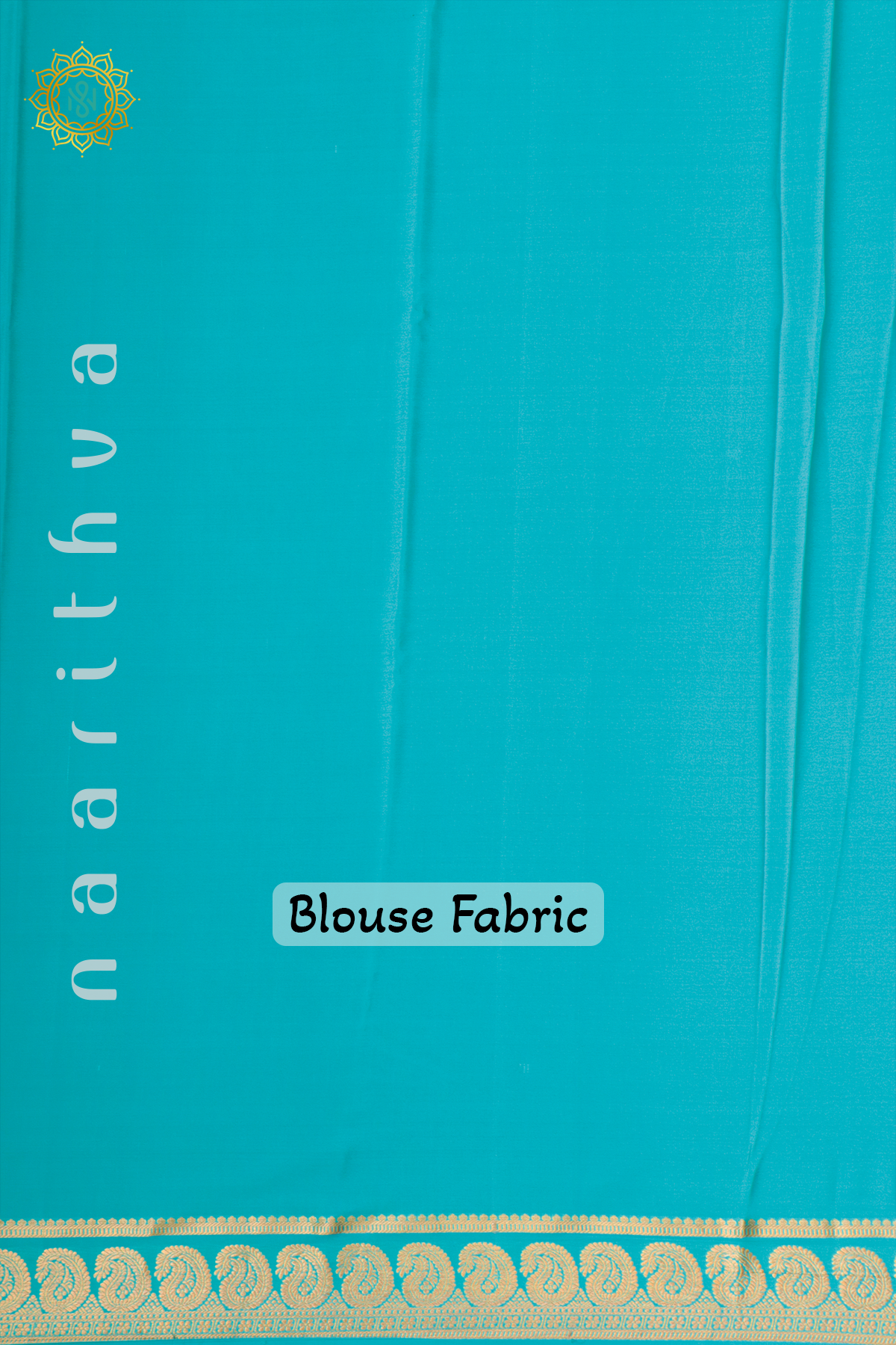 Navy Blue with Aqua Blue Pure Mysore Crepe Silk Allover Plain Body with Contrast Zari Border