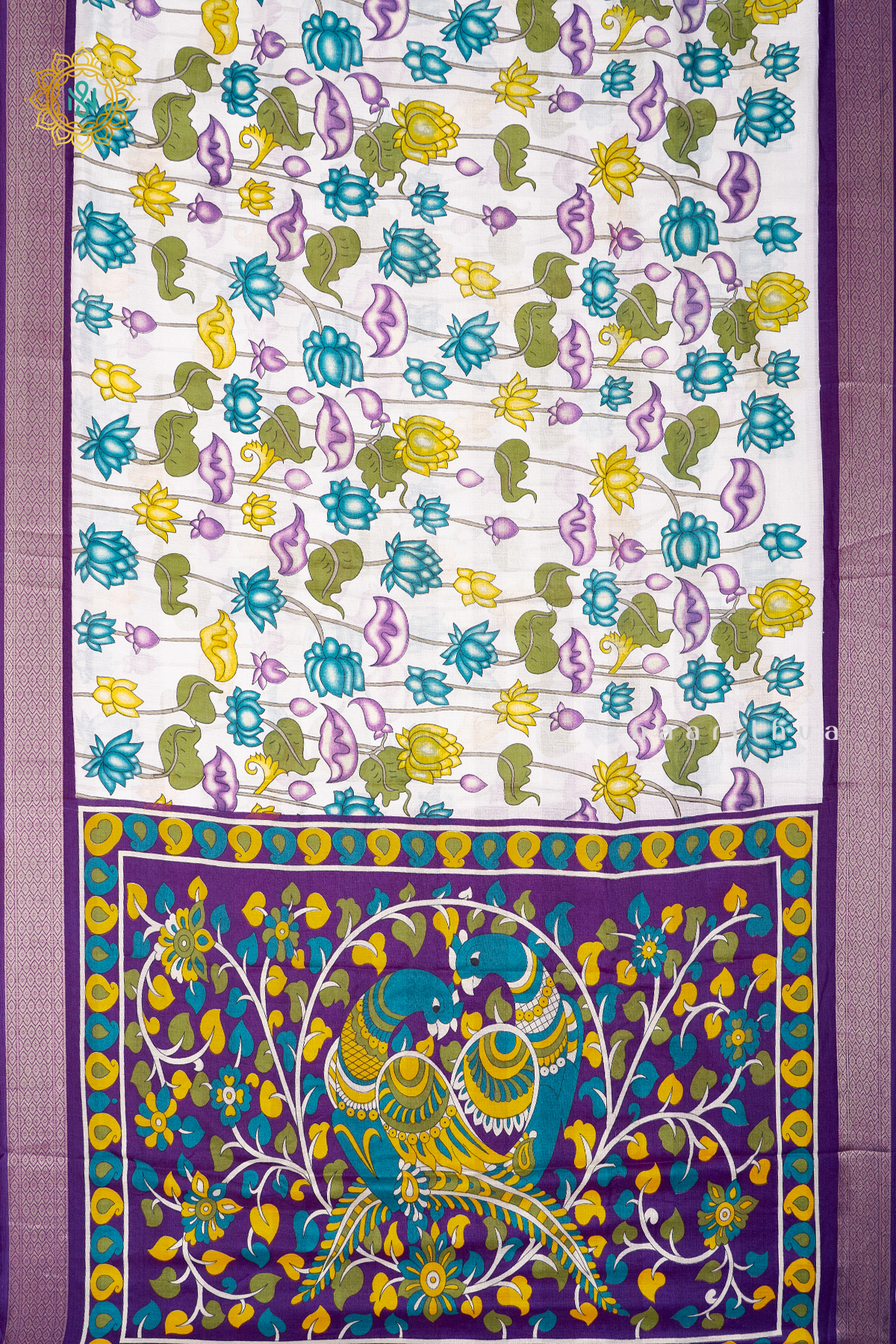 WHITE WITH PURPLE - JUTE COTTON