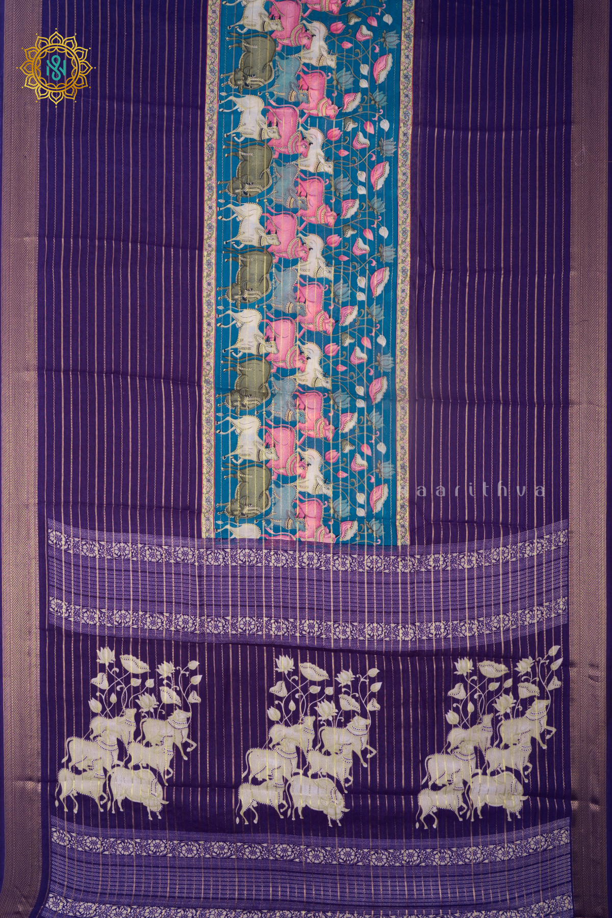 SKY BLUE WITH PURPLE - SEMI GEORGETTE