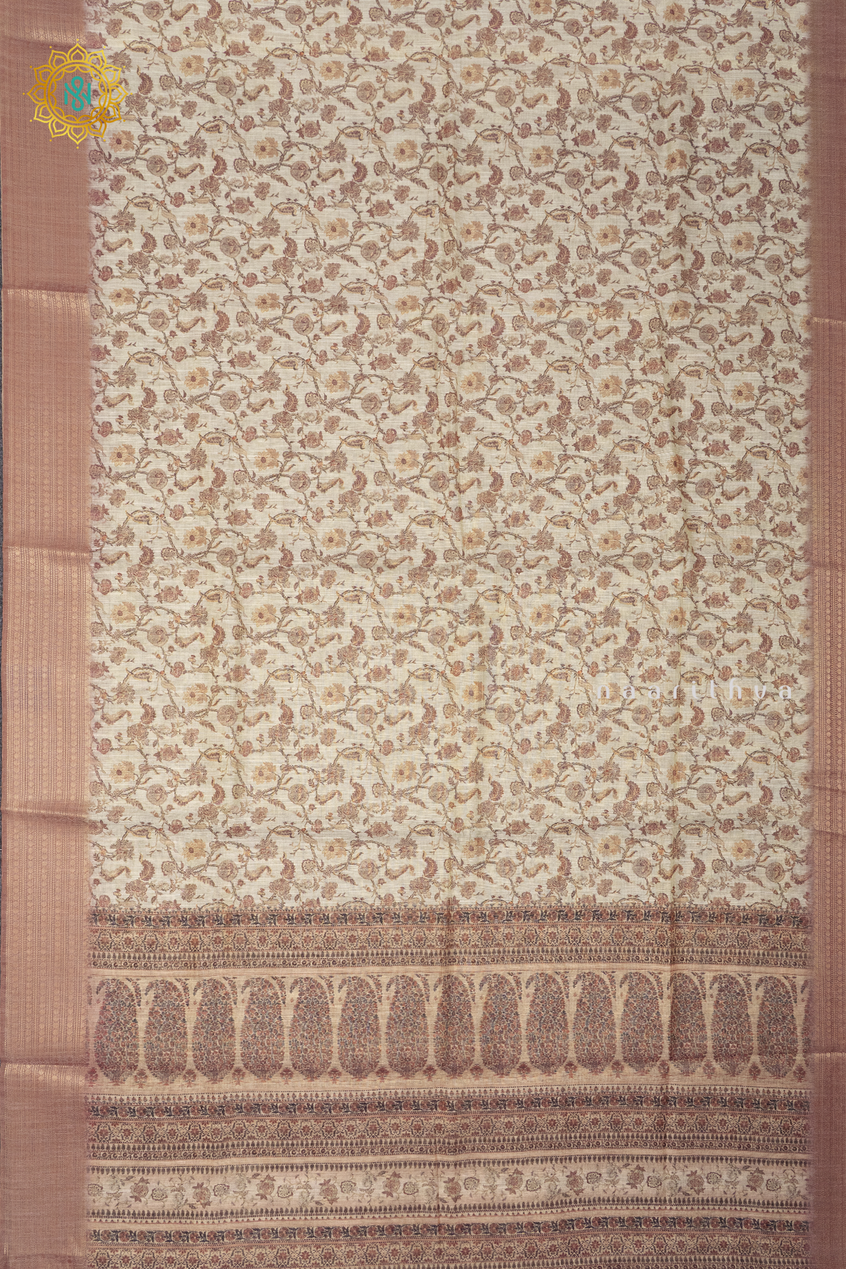 OFF WHITE WITH LIGHT BROWN - LINEN TISSUE
