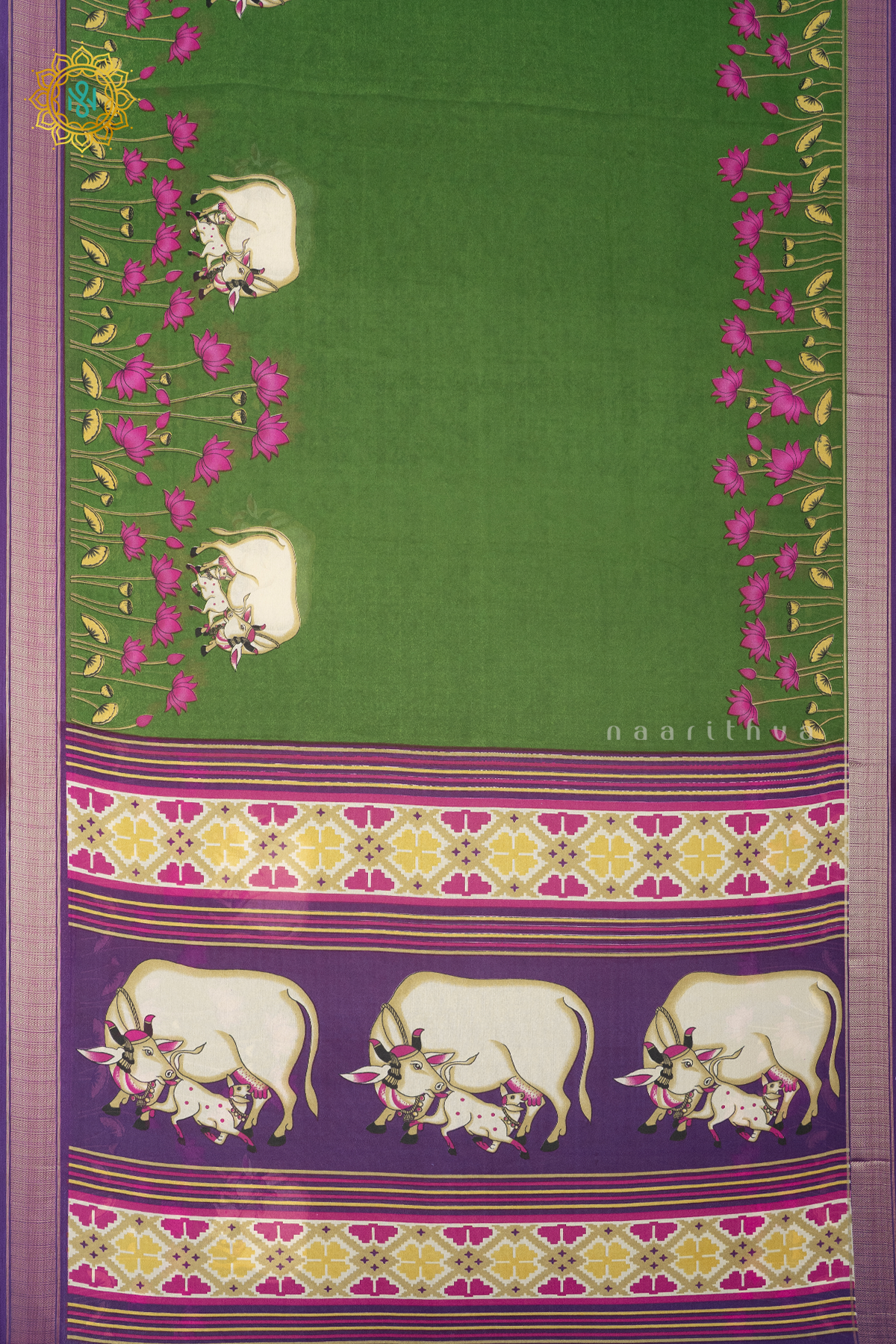 GREEN WITH PURPLE - SEMI GEORGETTE