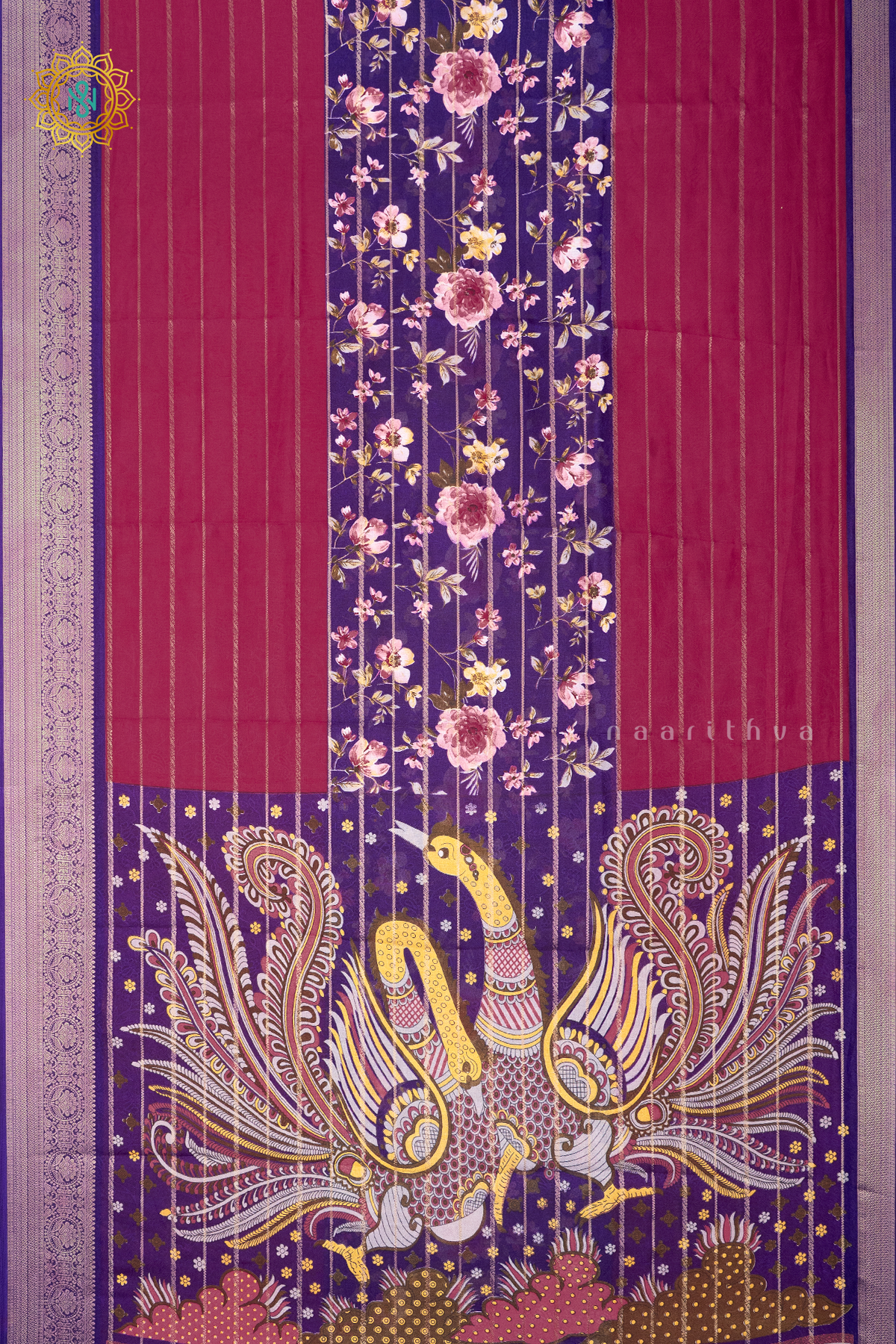 PURPLE WITH PINK - SEMI GEORGETTE